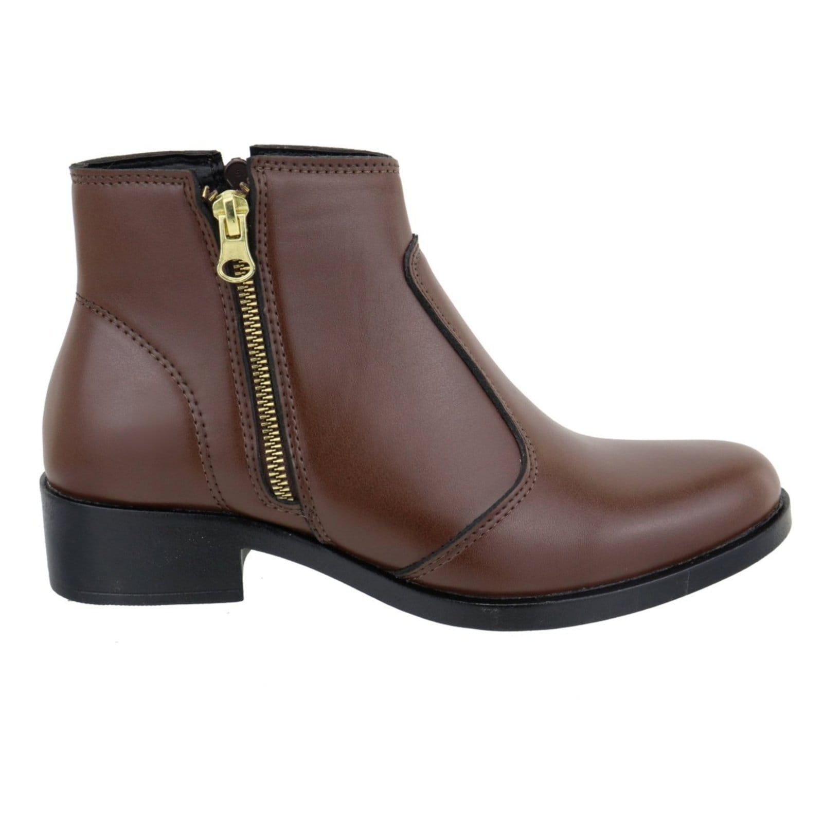 Vista 2 Bota Feminina Paula B Cano Curto Com Detalhe Em Ziper Chocolate PAULA B marrom