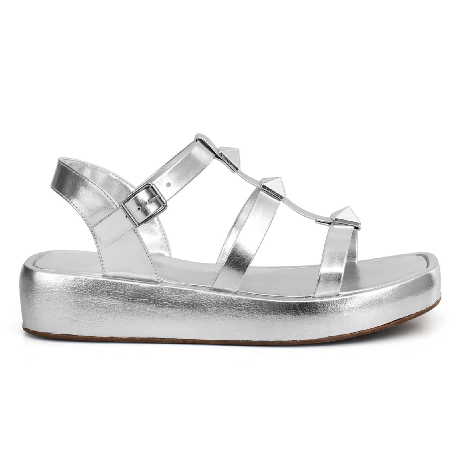 Vista 2 Sandália Feminina Macia Confortável Resistente Ajuste Fivela Leve Plataforma Anabela Moda ÉPICO CALÇADOS prata