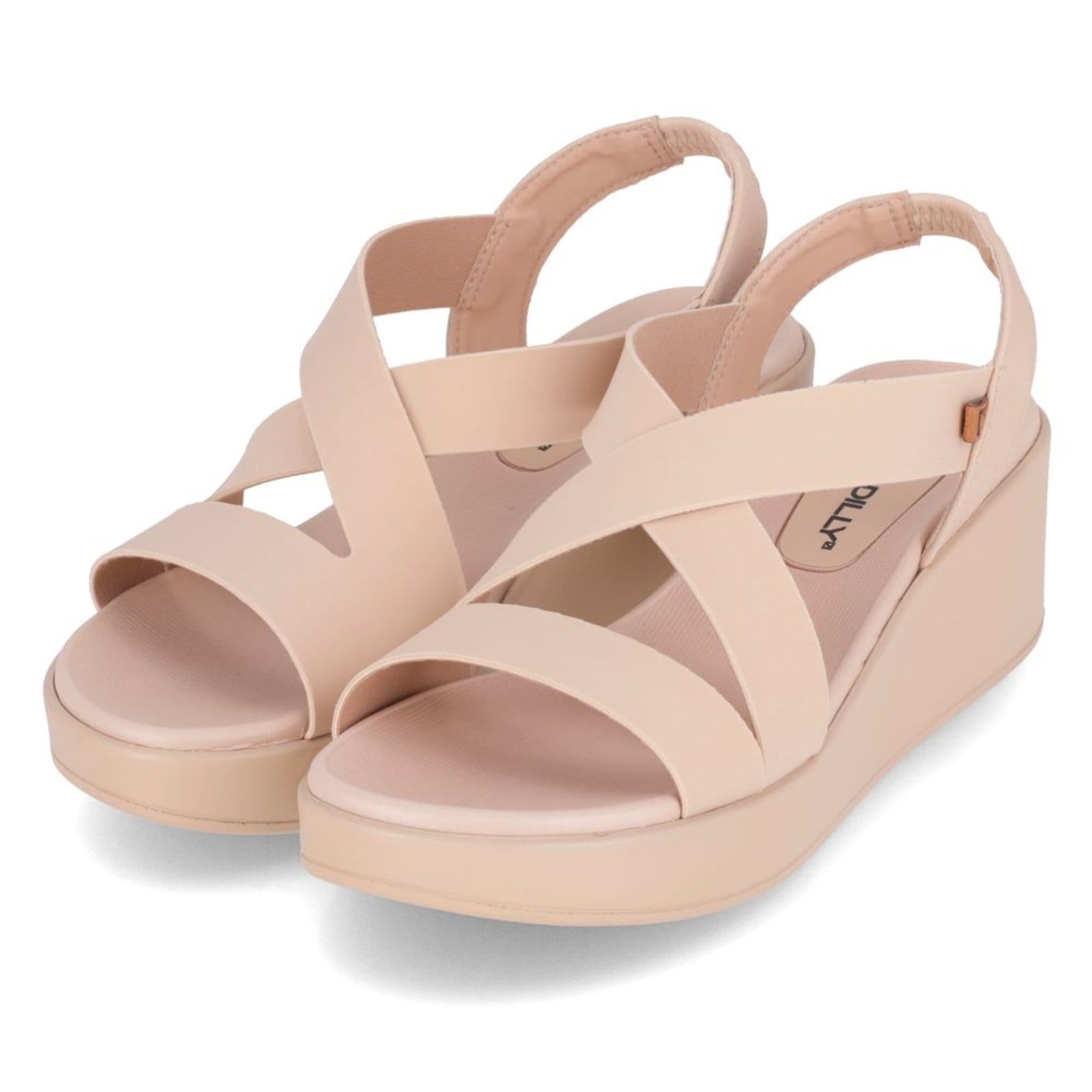 Vista 2 Sandália Anabela Médio Marfim com Brule Piccadilly bege