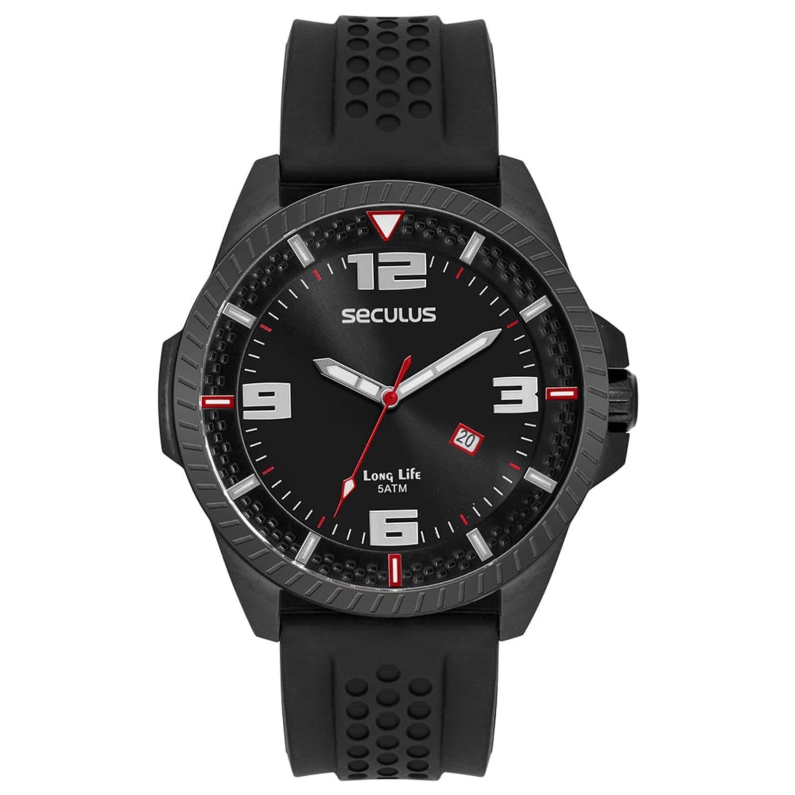 Vista principal Relógio Masculino Silicone Detalhes Automobilísticos Seculus preto