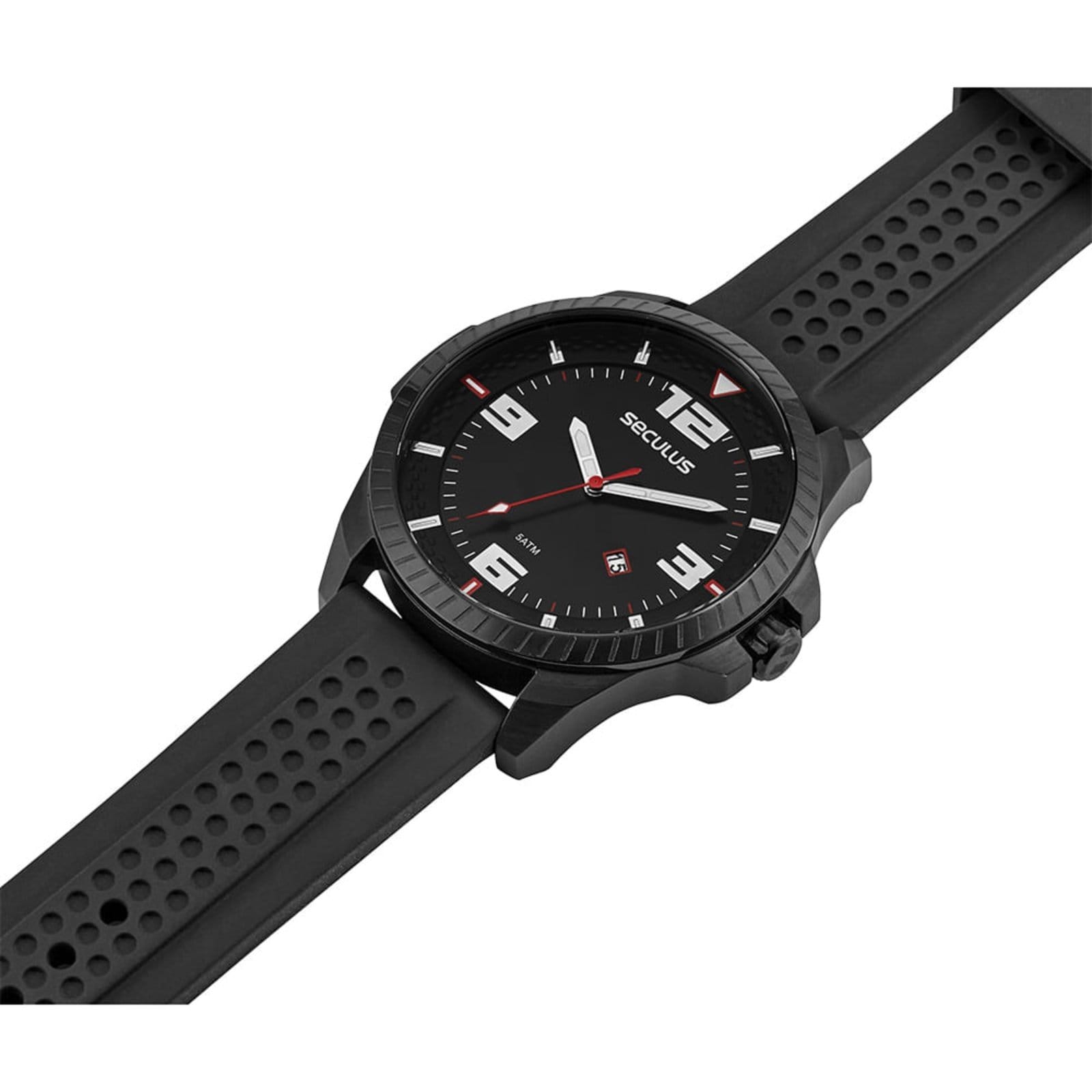 Vista 2 Relógio Masculino Silicone Detalhes Automobilísticos Seculus preto