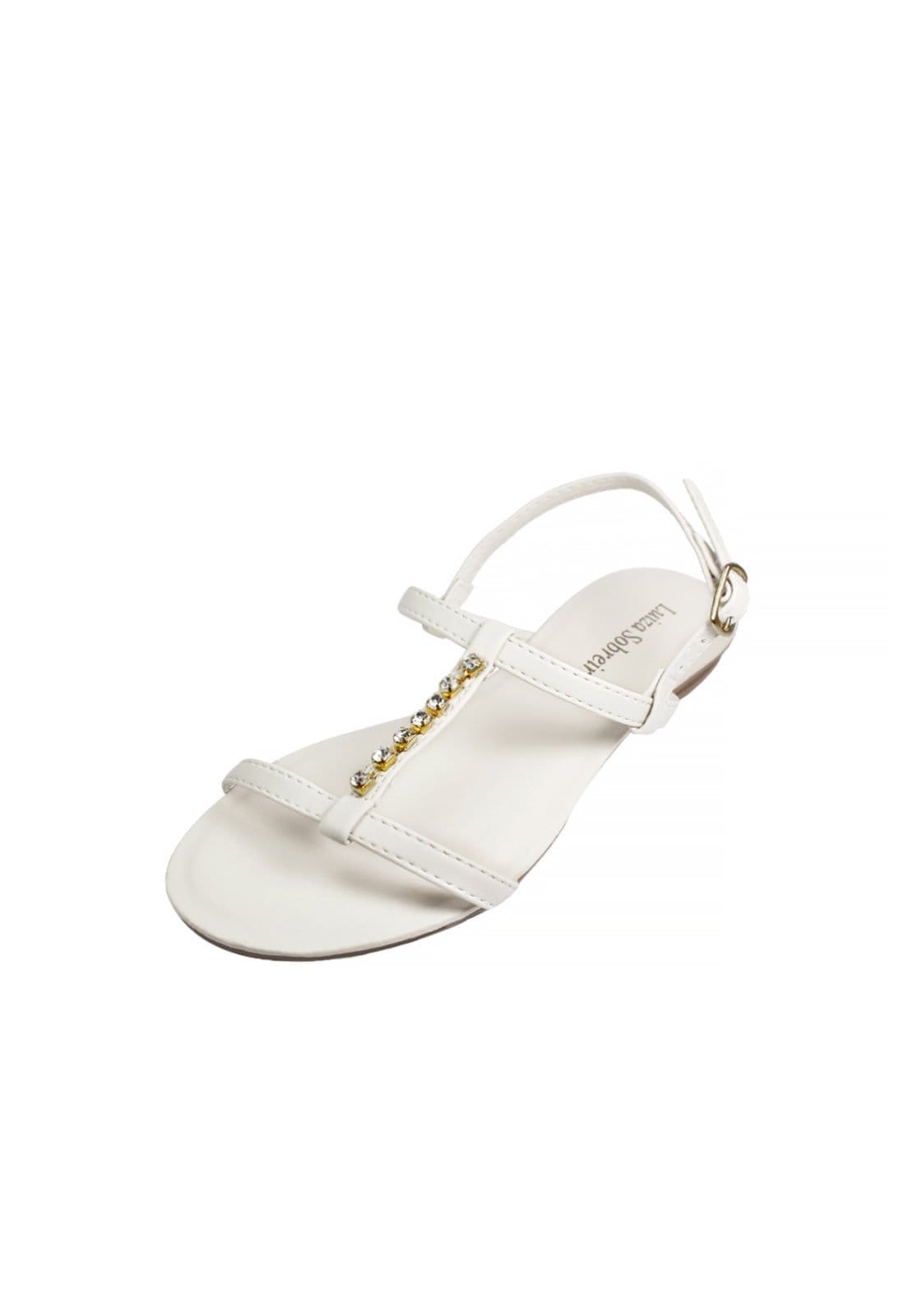 Sandália Rasteira Luiza Sobreira Strass Off White Mod. 2045
