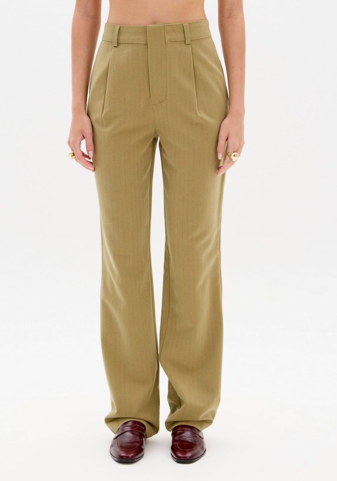 Vista 2 Calça Full Length Cintura Média Risca de Giz My Favorite Things verde