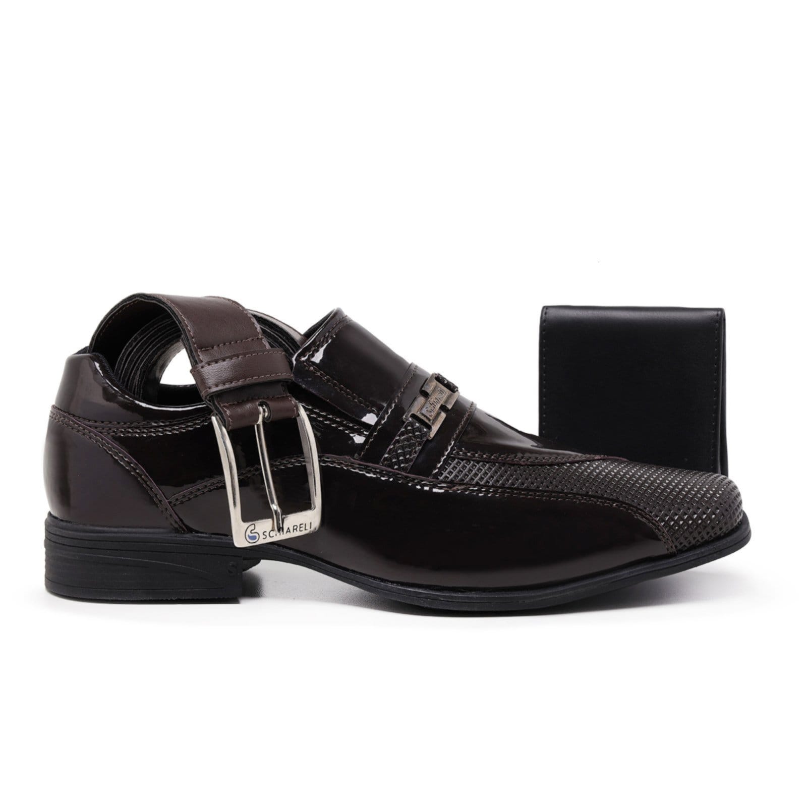 Kit Sapato Masculino Social Com Cinto e Carteira Verniz Casamento Trabalhar Em Loja 836