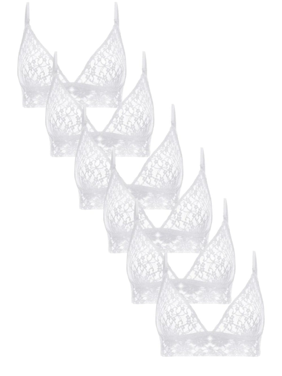 Vista principal Kit 6 Sutiãs Triângulo Renda Sweet Lace Branco Loungerie incolor