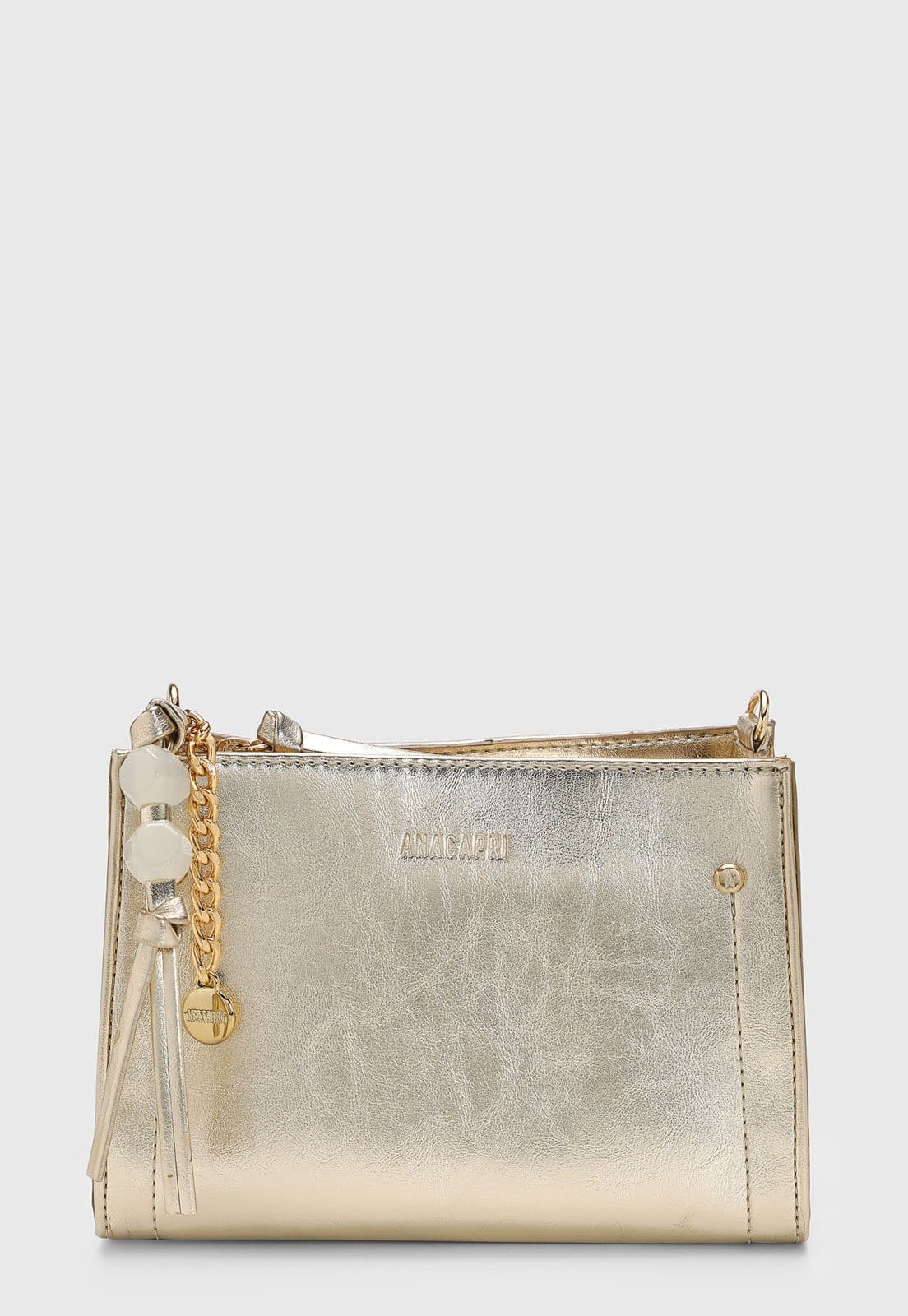 Bolsa Feminina Anacapri Média Metalizada Dourada