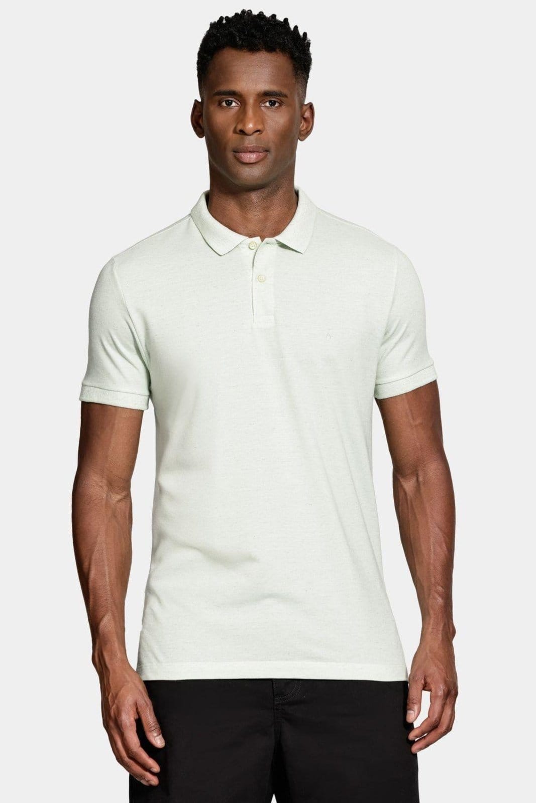 Vista 2 Polo Aramis Manga Curta Algodão Com Linho Agua Aramis verde