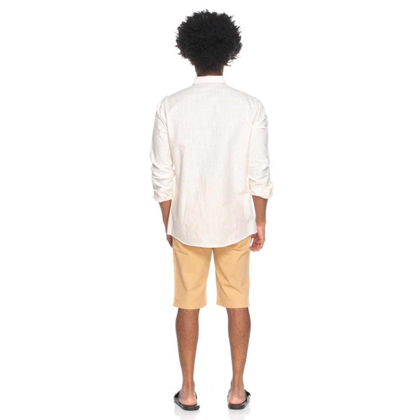 Vista 2 Bata Teodoro ML Masculina Flamé Algodão Listrada Casual TEODORO CAMISARIA rosa