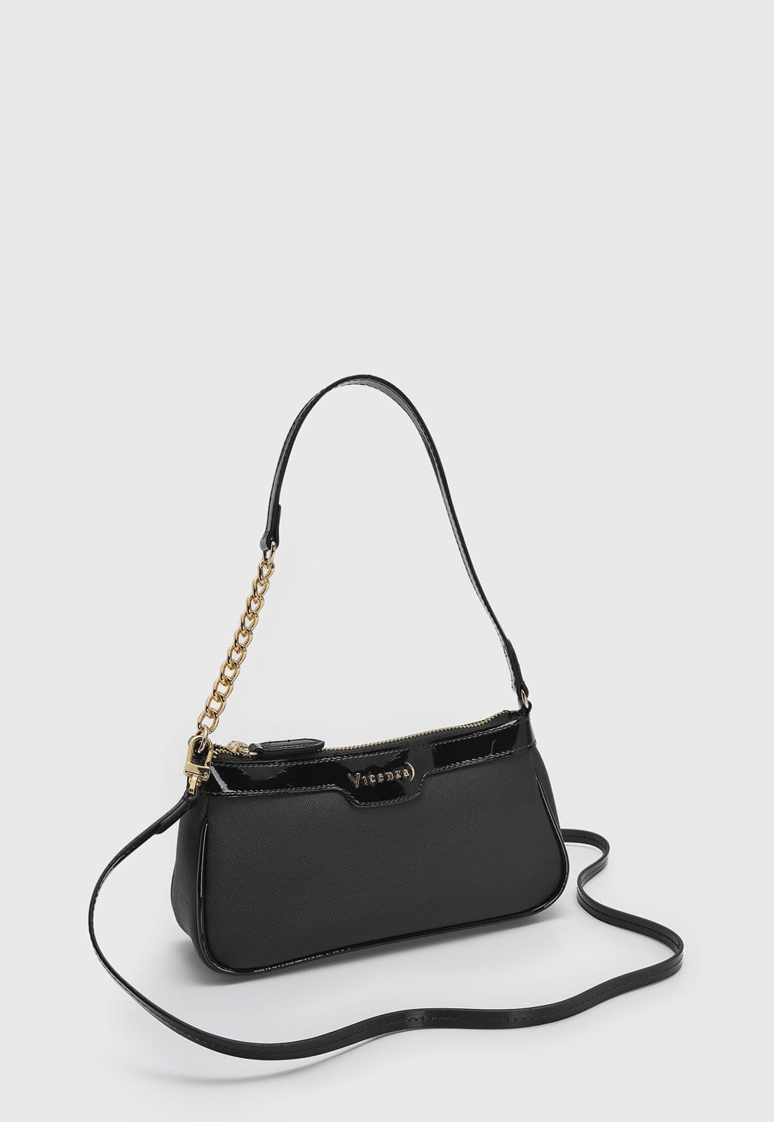 Vista 2 Bolsa Feminina Vicenza Pequena Preta Vicenza preto
