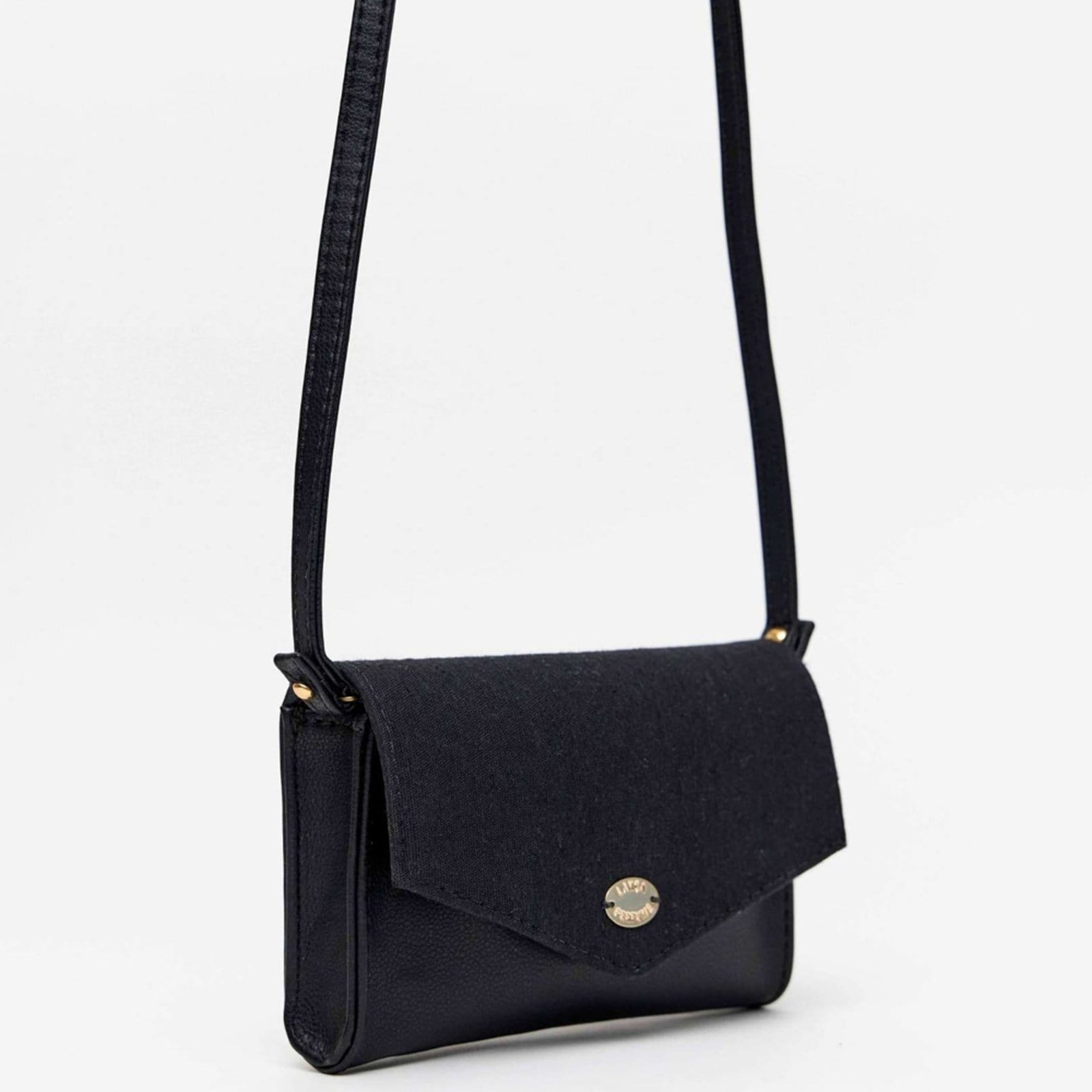 Vista 2 Bolsa Crossbody Lança Perfume Linho Pr26 Feminino Lança Perfume preto