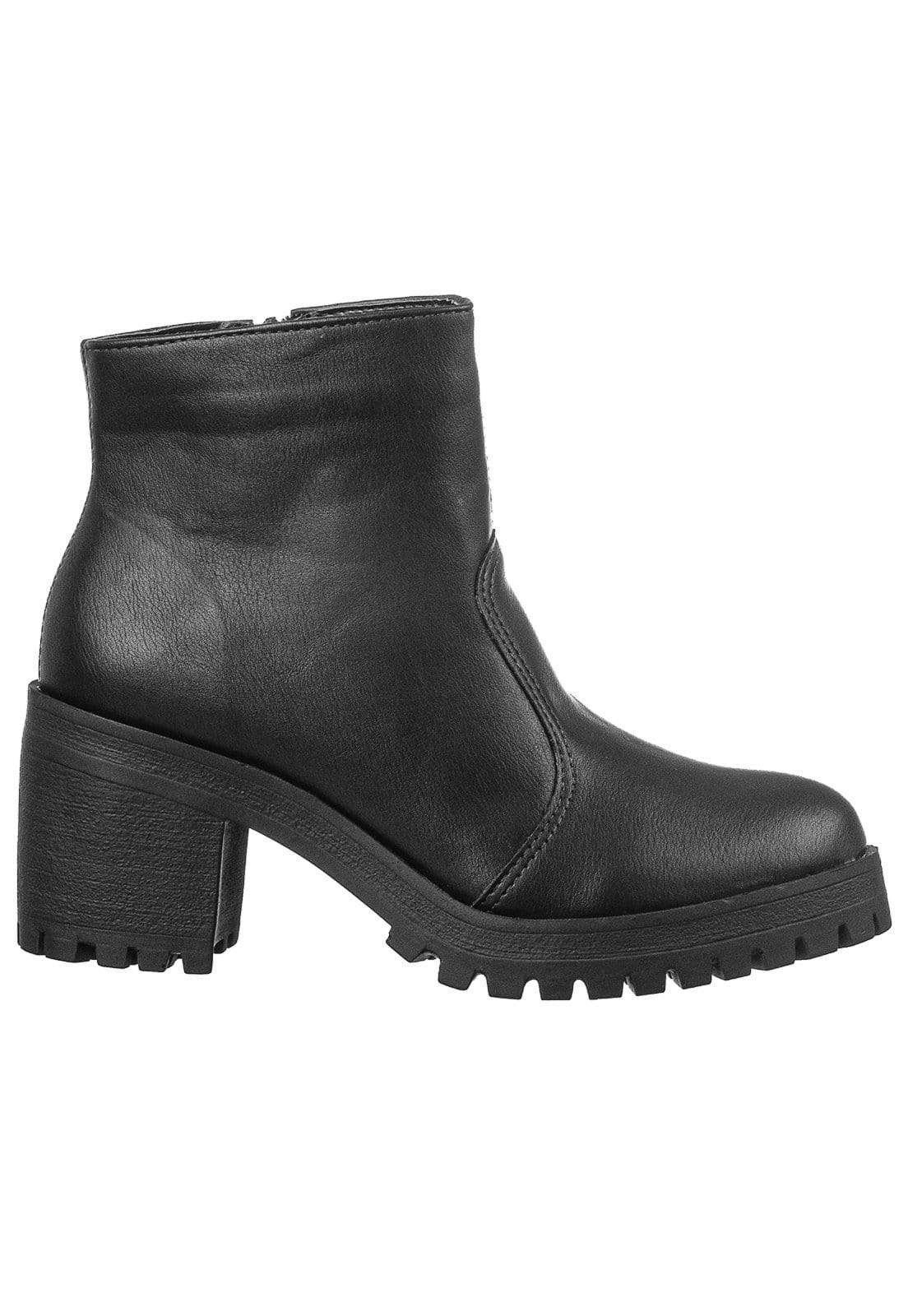 Vista 2 Coturno Botinha Fem Tratorado S/ Médio Via Birigui Liso VIA BIRIGUI preto