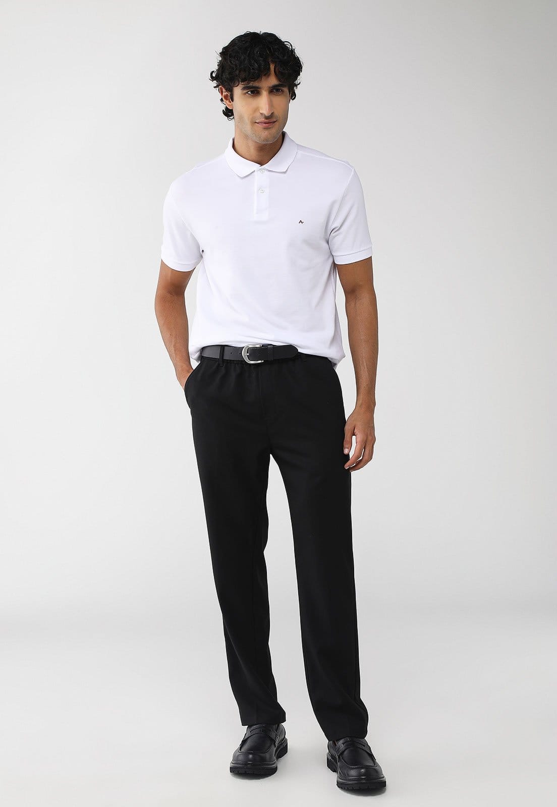 Vista 2 Polo Masculina Aramis Logo Bordado Branca Aramis branco