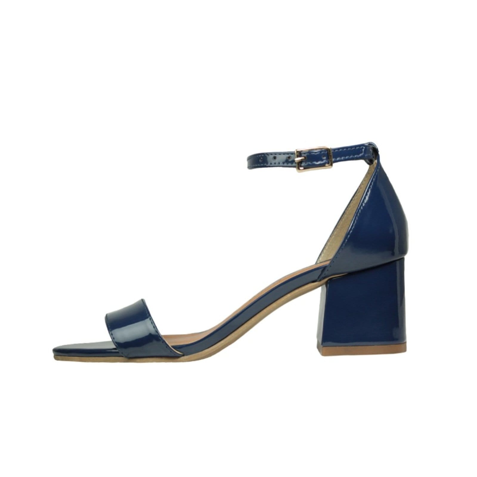 Vista 2 Sandália Salto Baixo Grosso Luiza Sobreira Verniz Mod. 2015 Luiza Sobreira azul marinho