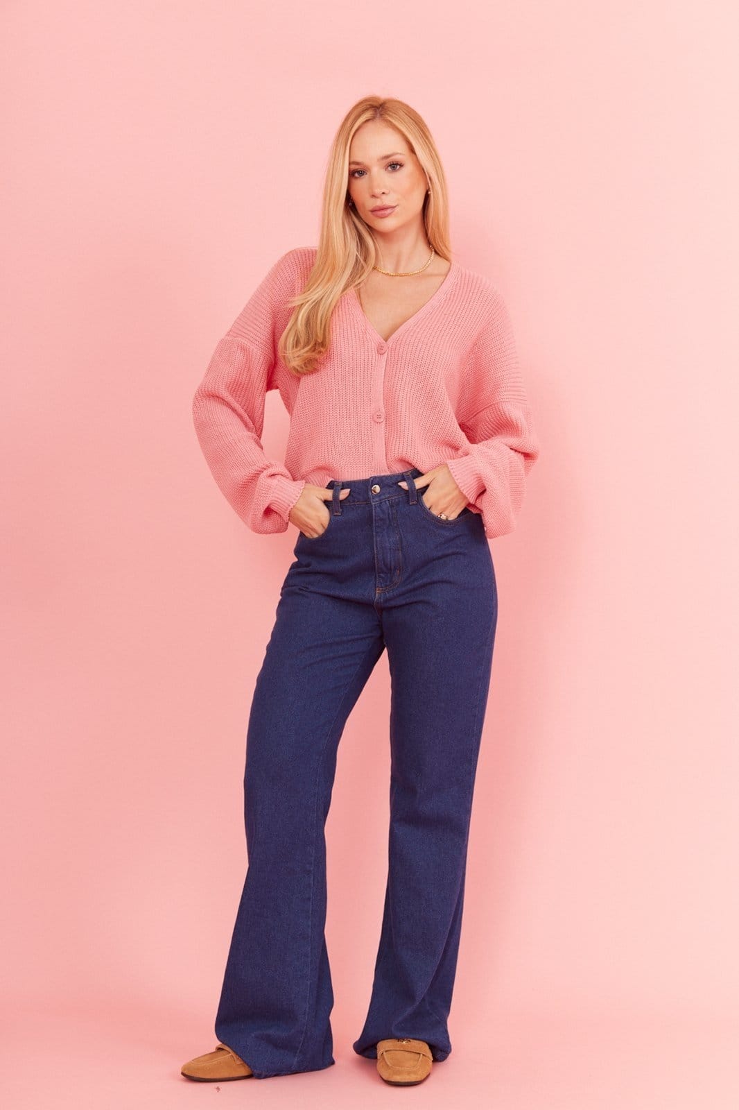 Vista 2 Calça Jeans In Love Flare Ariela Jeans In Love azul marinho