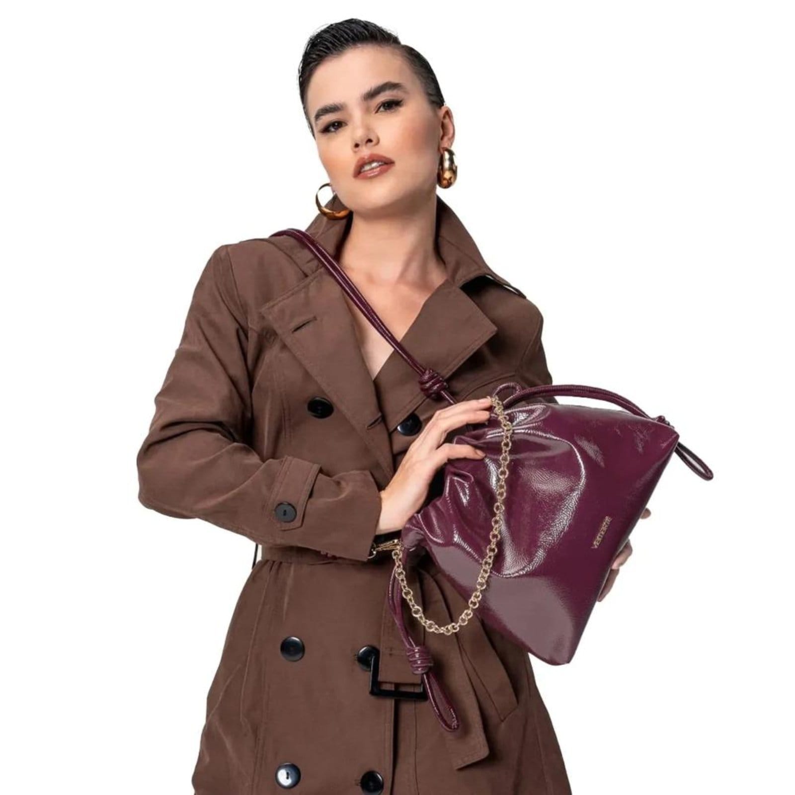 Vista 2 Bolsa Feminina Via Marte com Corrente B2-617 Borgonha VIA MARTE incolor