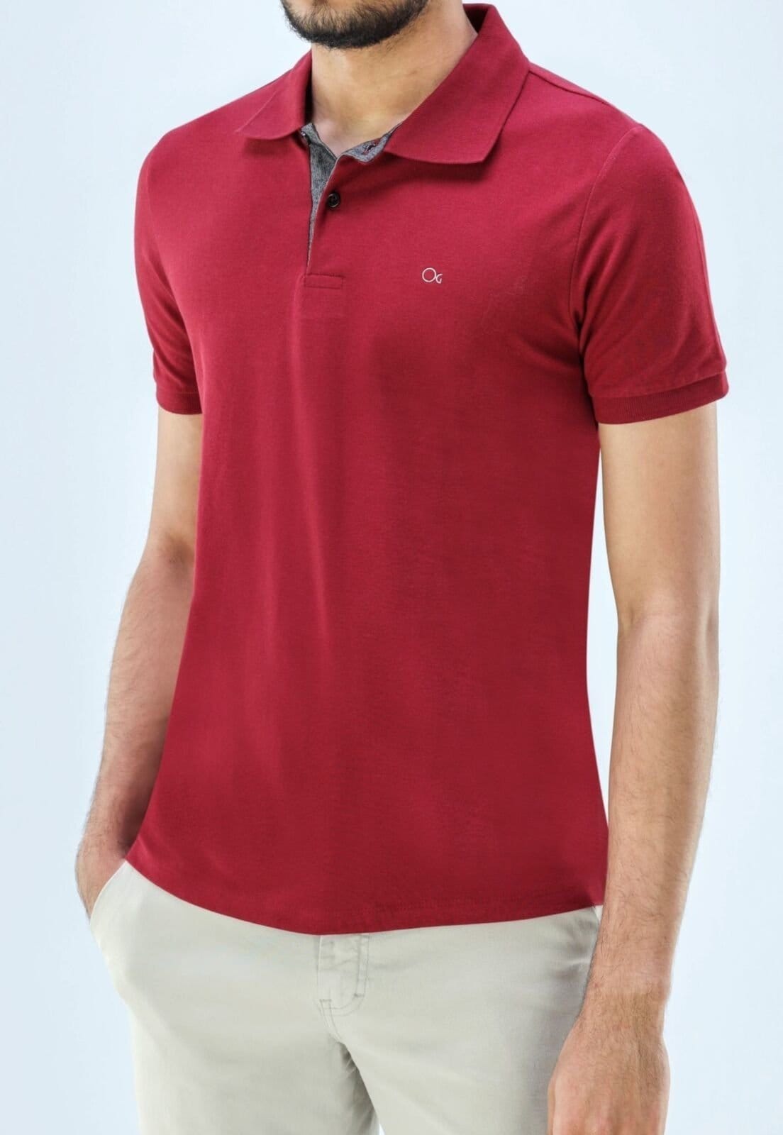 Camisa Polo Basica Ogochi Slim Fit Bordo