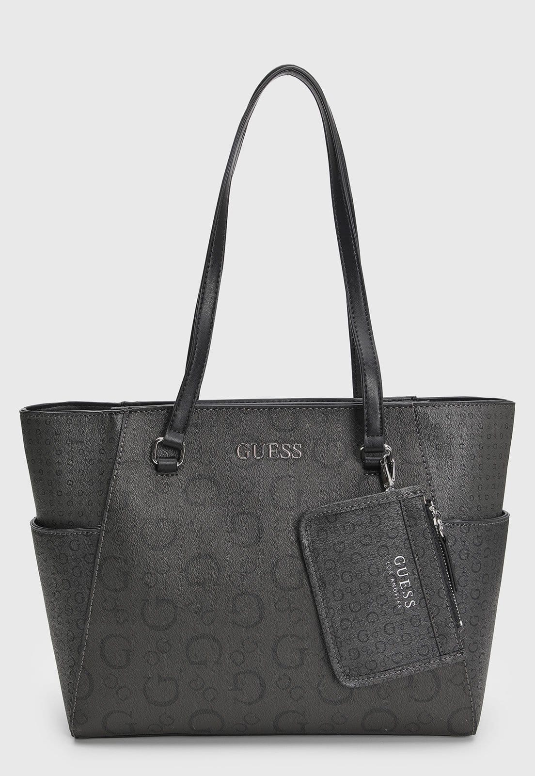 Bolsa Feminina Guess Grande e Porta Moedas Monograma Preta