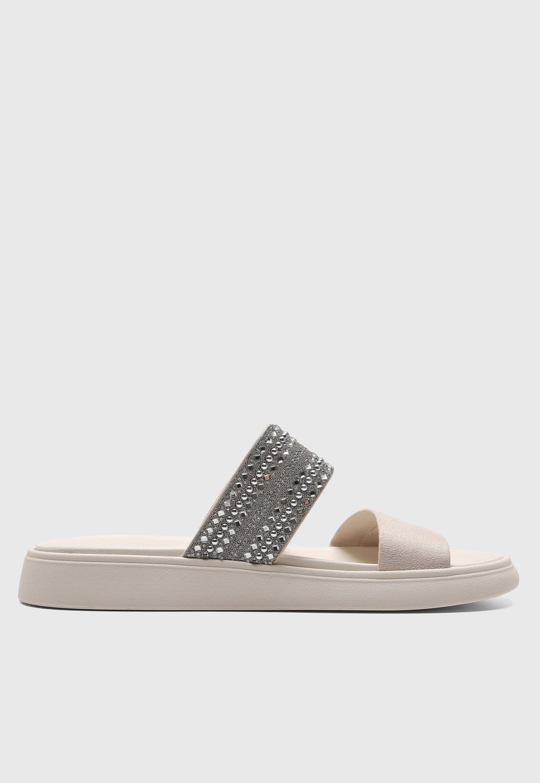 Vista 2 Rasteira Moleca Tiras com Pedrarias MOLECA bege