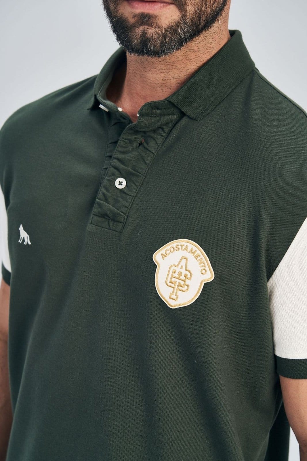 Vista 2 Polo Manga Recorte Masculina Acostamento ACOSTAMENTO MASCULINO branco