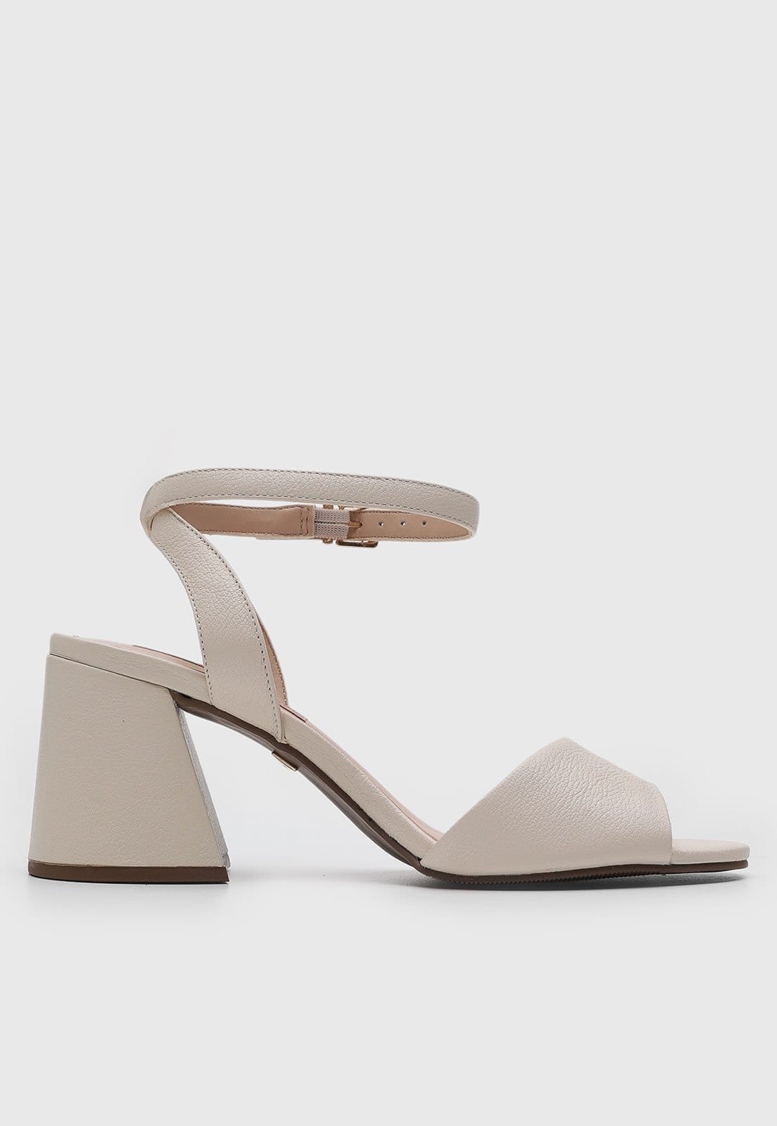 Vista 2 Sandália Feminina Jorge Bischoff Salto Bloco Geométrico Jorge Bischoff bege