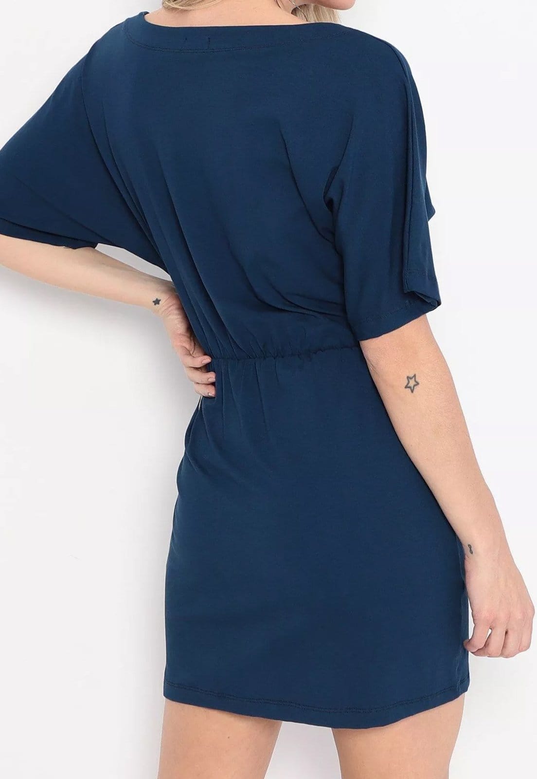 Vista 2 Vestido Maria Paes Decote Maria Paes azul marinho