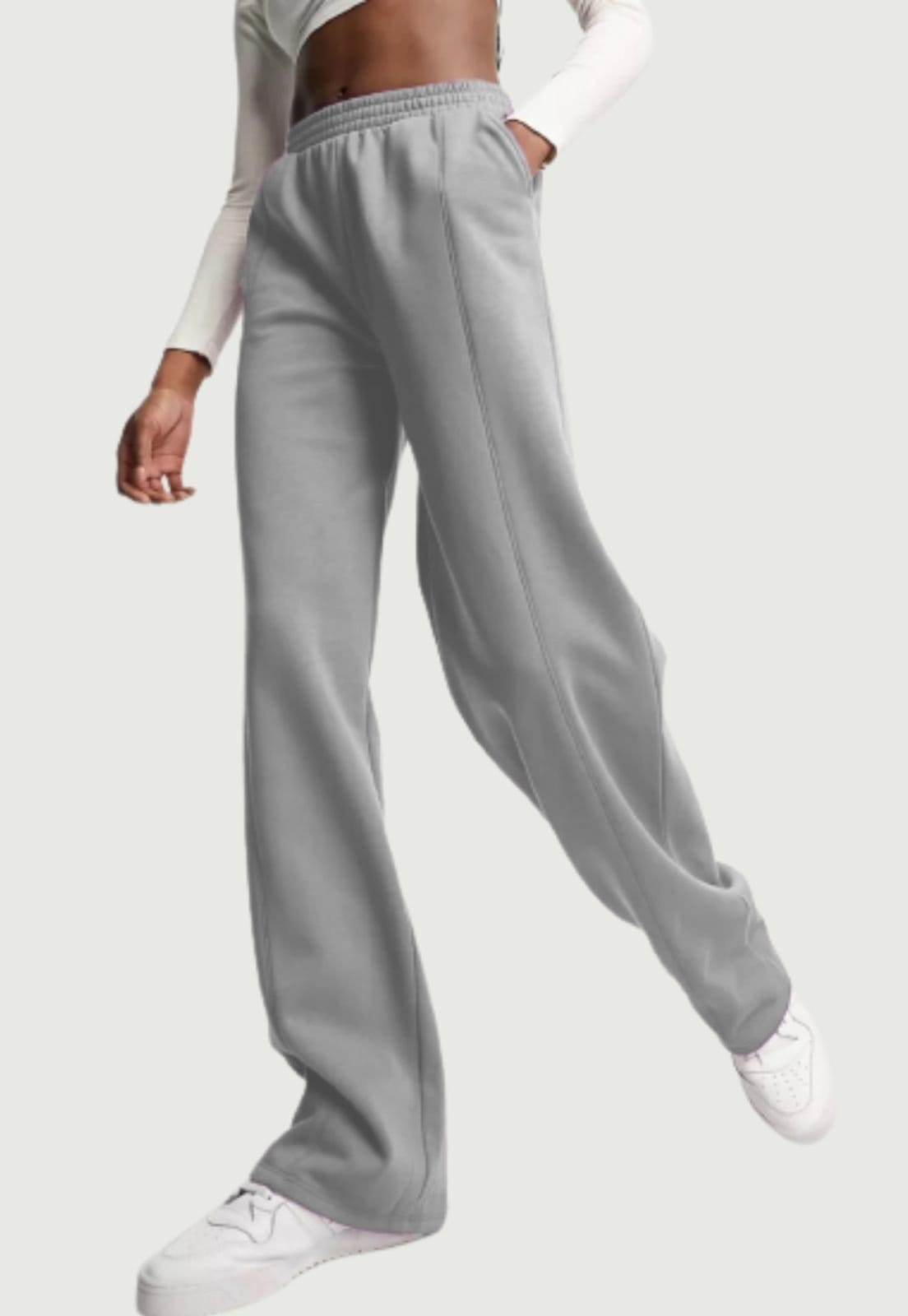 Vista 2 Calça Moletom Pantalona Diluxo Wide com Bolso Diluxo cinza