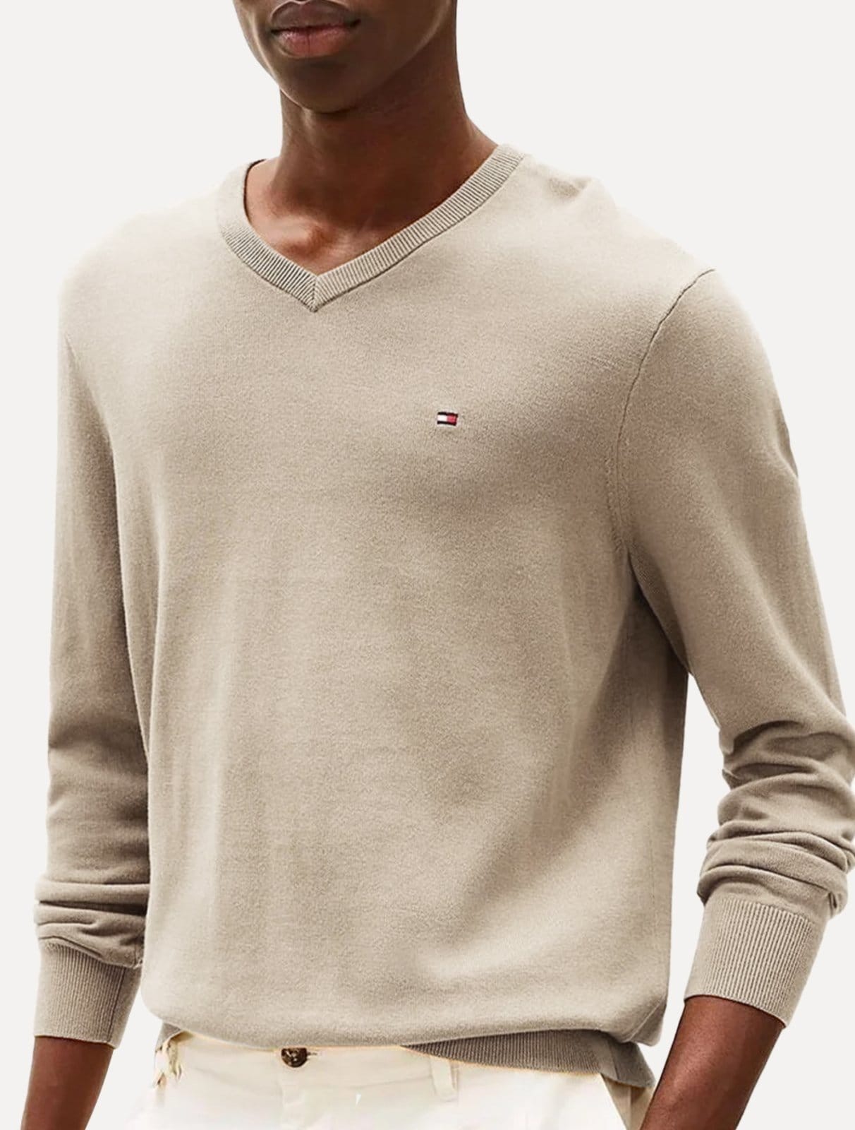 Suéter Tommy Hilfiger Masculino Signature V-Neck Areia - 2