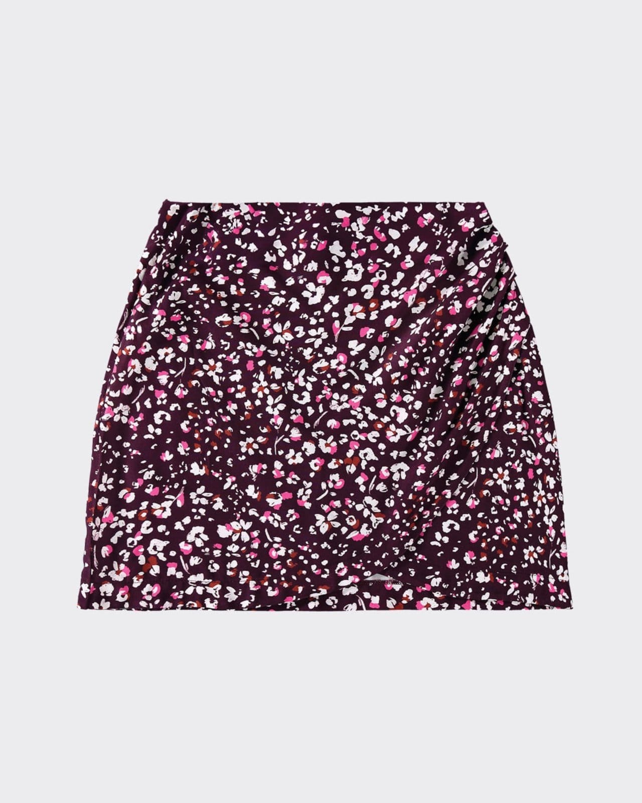 Vista 2 Saia Curta Feminina Estampada Com Pregas Laterais Em Viscose Enfim roxo