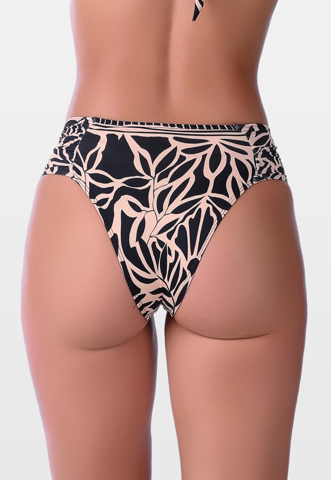 Vista 2 Calcinha de Biquíni Summer Soul Cintura Baixa Lateral Dupla Franzida Summer Soul bege/estampado/preto