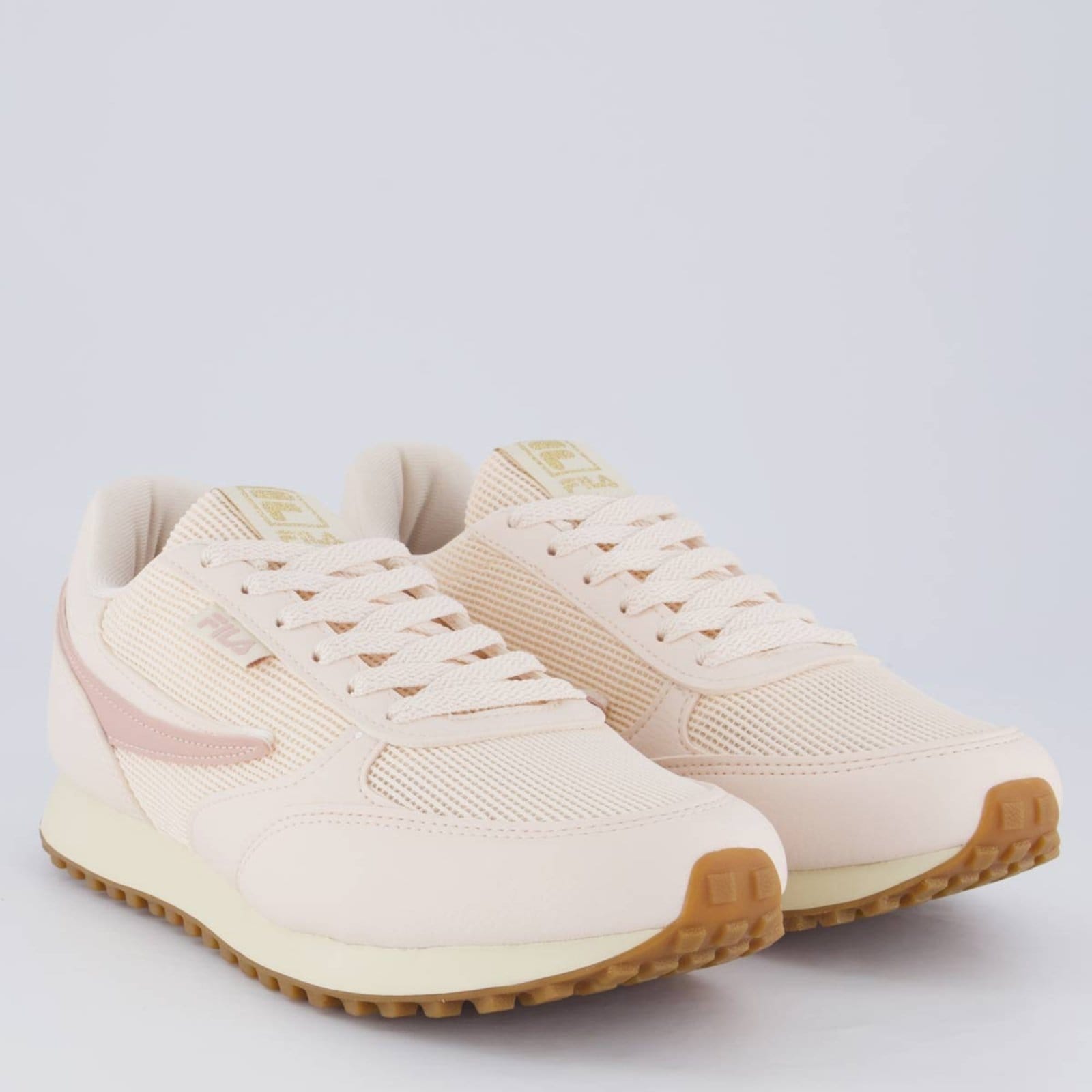 Vista 2 Tênis Fila Renno Classic Feminino e Bege Fila rosa