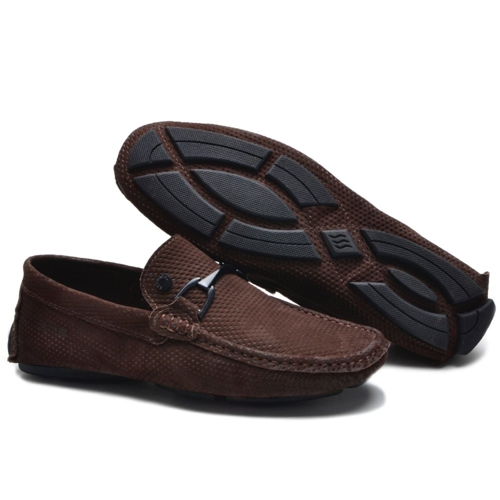 Mocassim Drive Couro Masculino Costurado À Mão Pontilhado Casual Macio Confortável