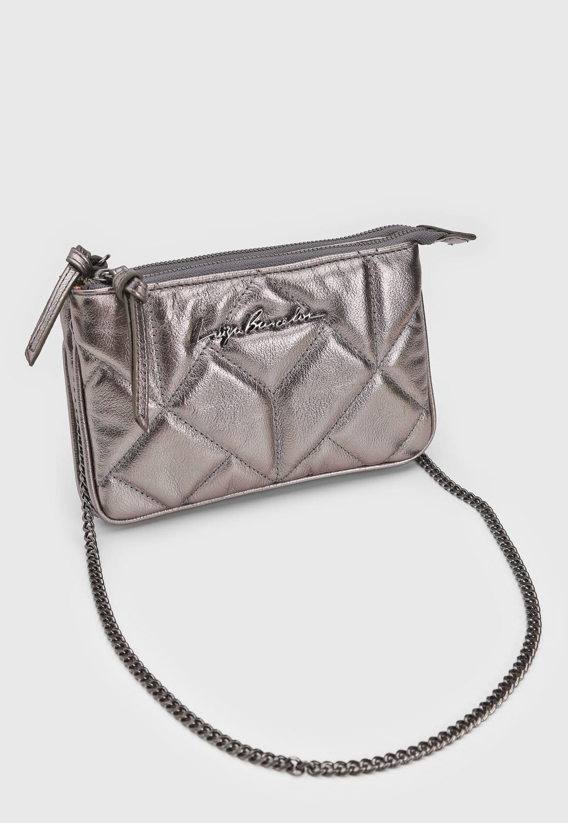 Vista 2 Bolsa Tiracolo Luiza Barcelos Pequena Luiza Barcelos prata