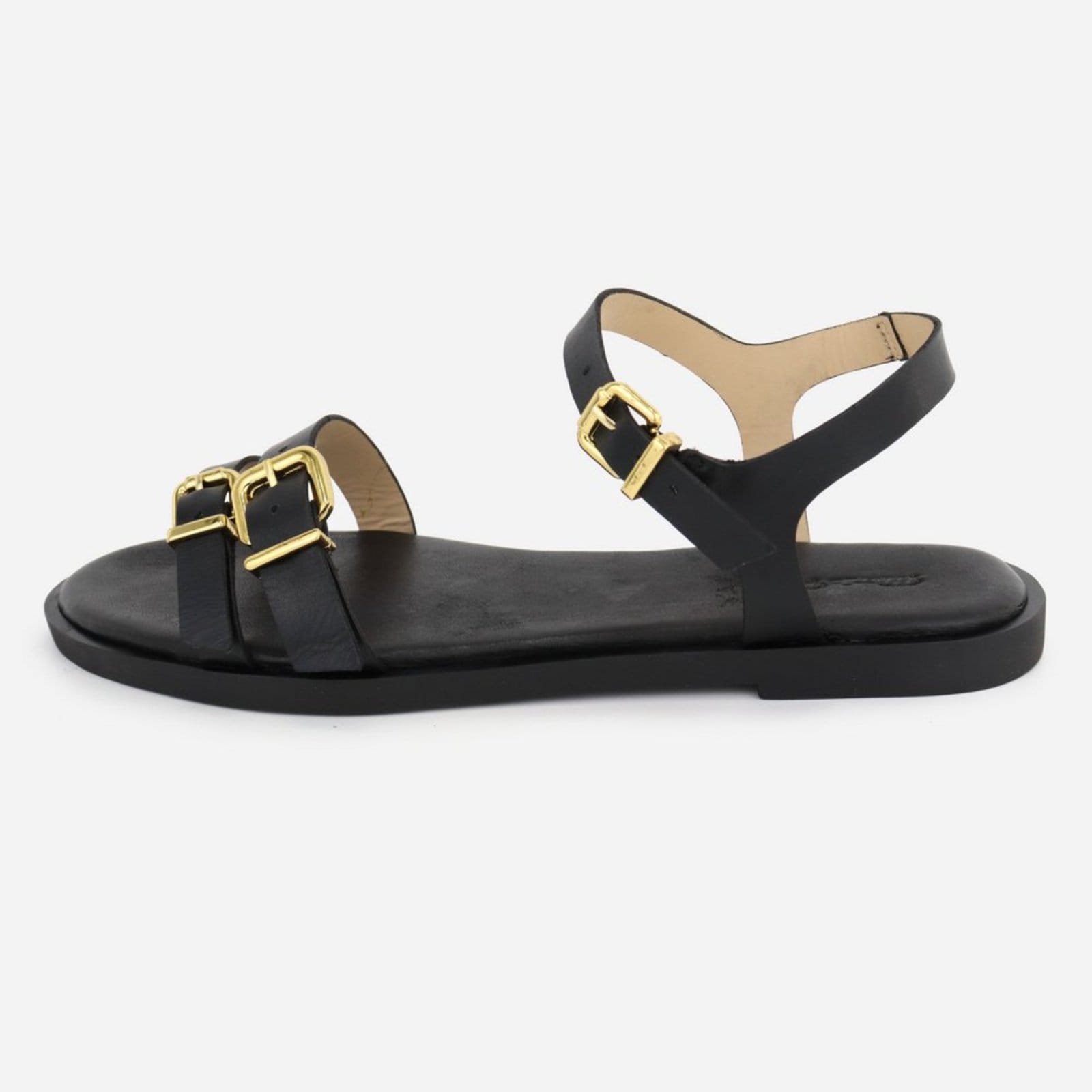 Vista principal Rasteira Fivela Rasteirinha Maria Paula Couro MARIA PAULA preto