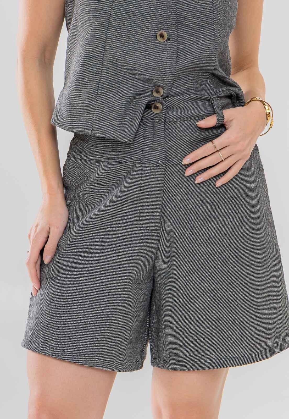 Bermuda Aura Linho Riscado