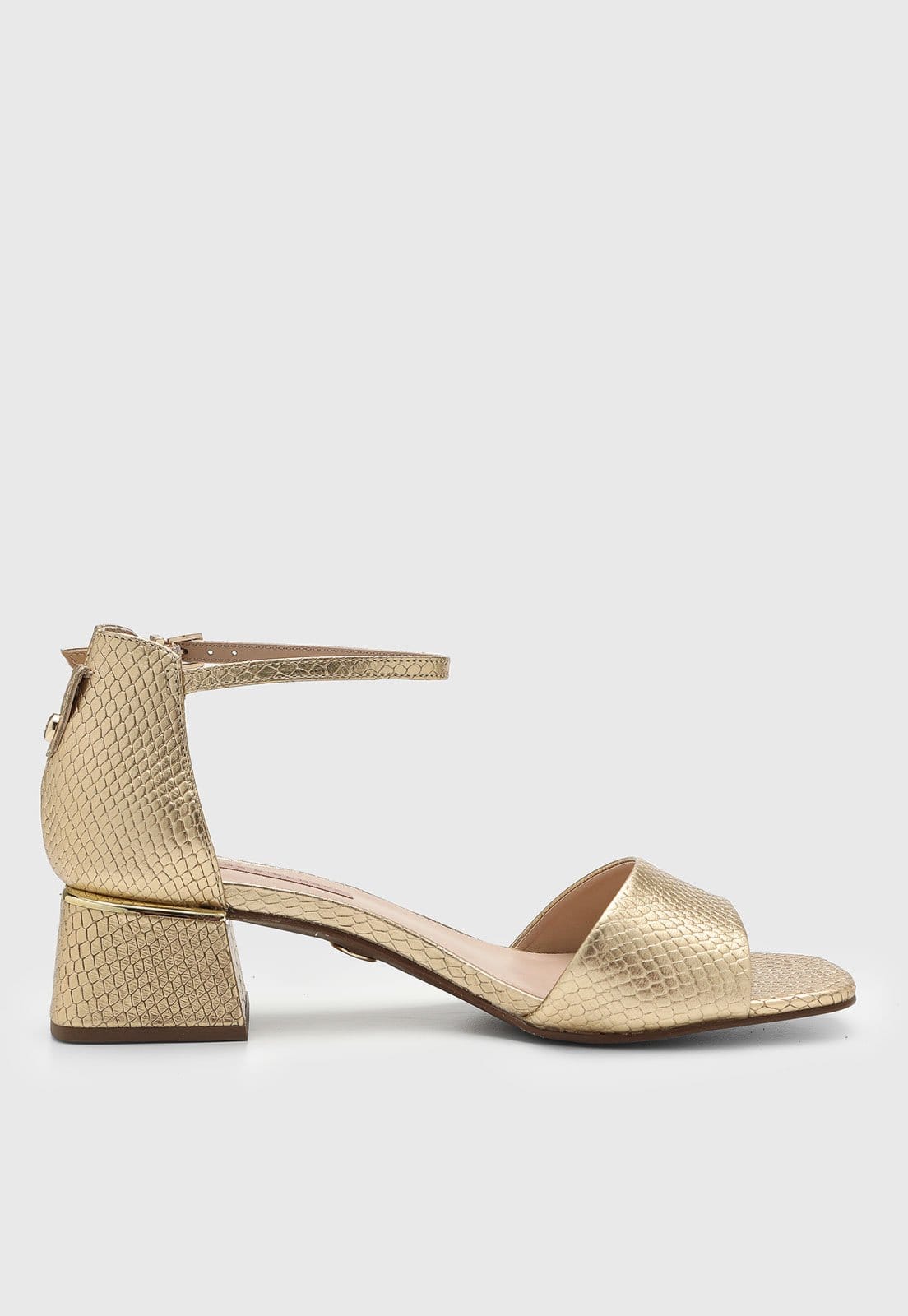 Vista 2 Sandália Feminina Jorge Bischoff Bico Quadrado Jorge Bischoff dourado
