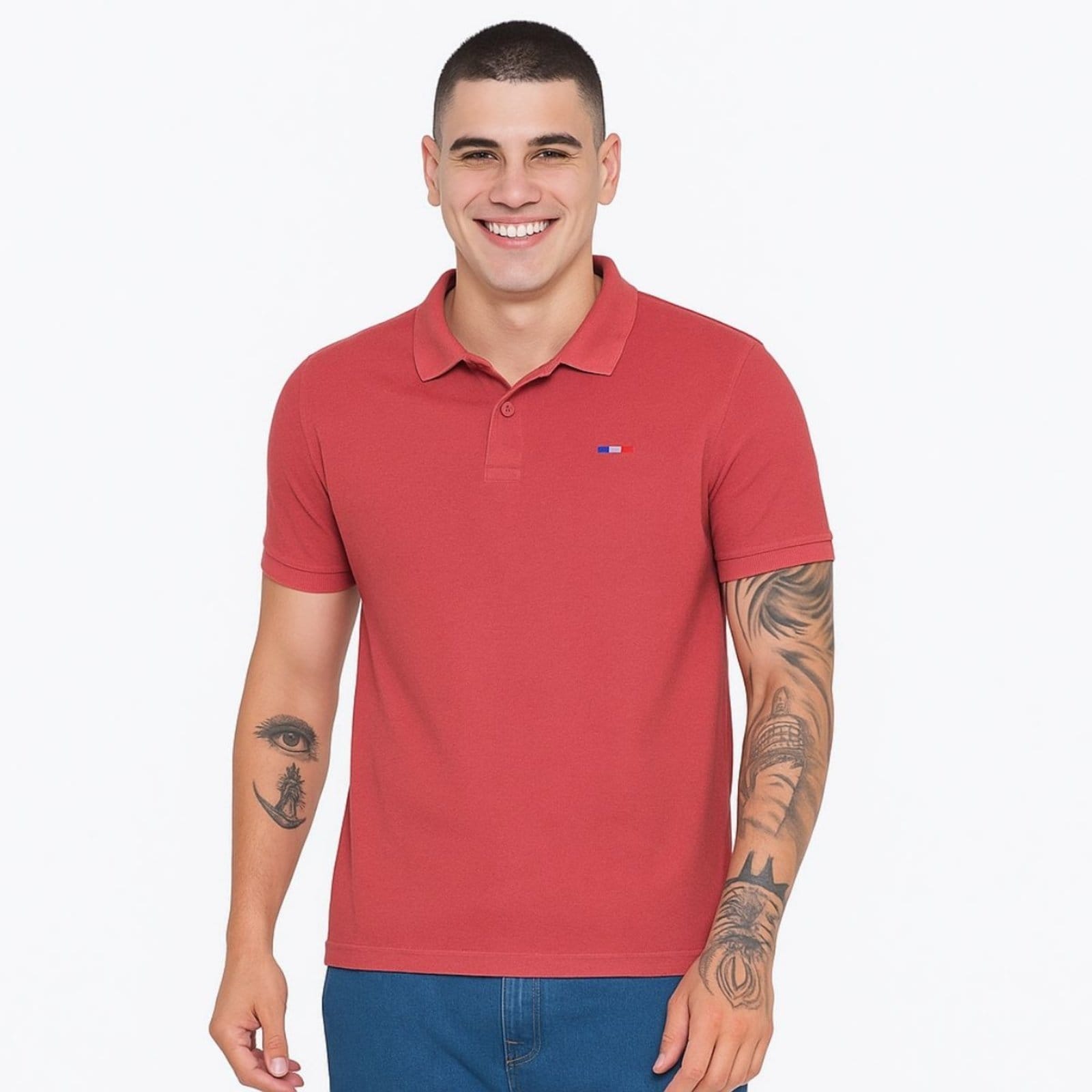Camisa Polo Masculina Básica Industrie Piquet no Estilo Tommy Bordado França