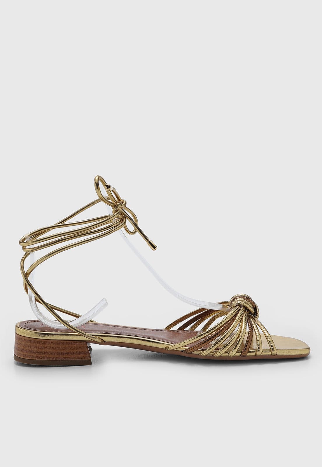 Vista 2 Sandália Feminina Santa Lolla Salto Baixo Metalizada Dourada Santa Lolla dourado