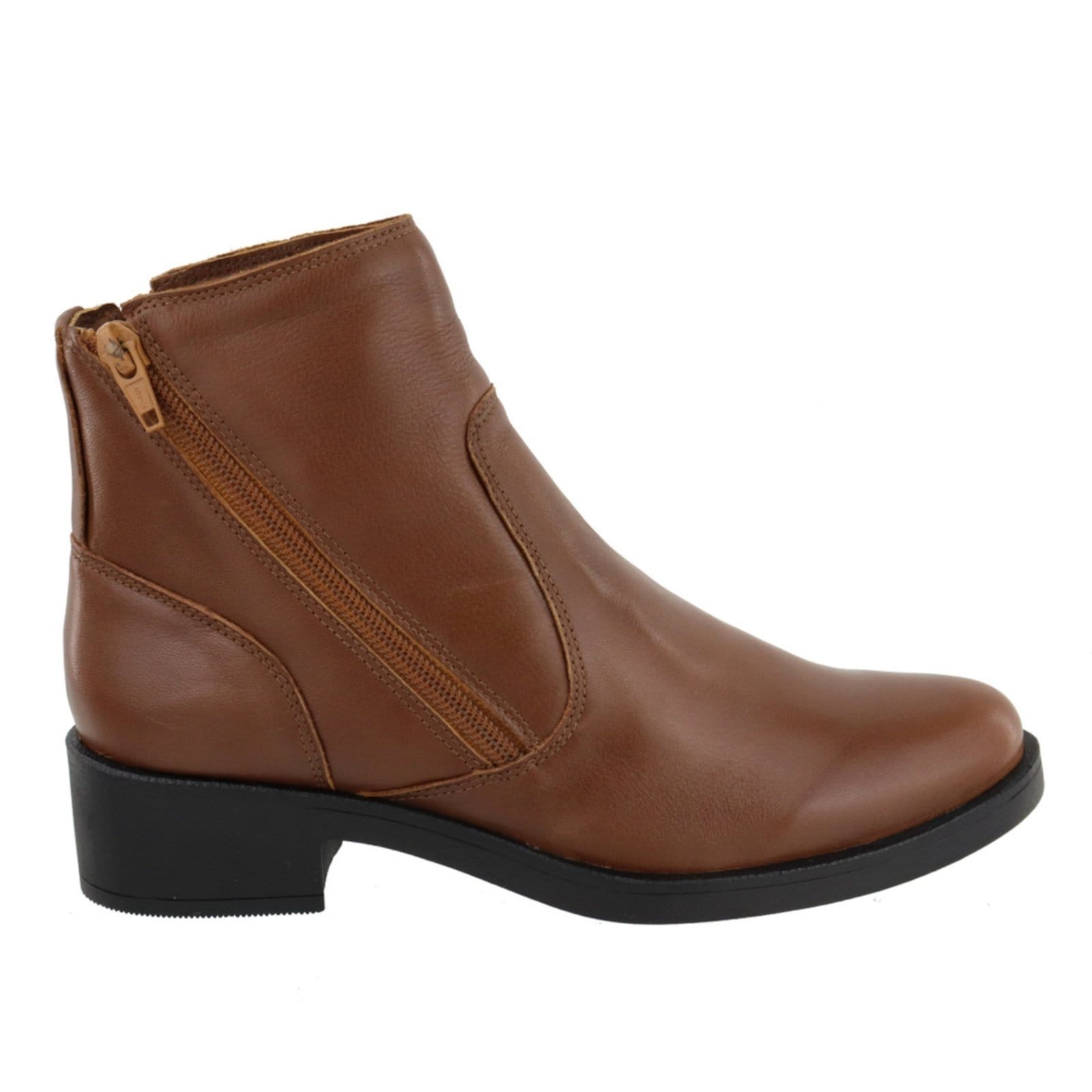 Vista 2 Bota Recortes Casual Feminina em Couro Maria Paula Cedro MARIA PAULA marrom