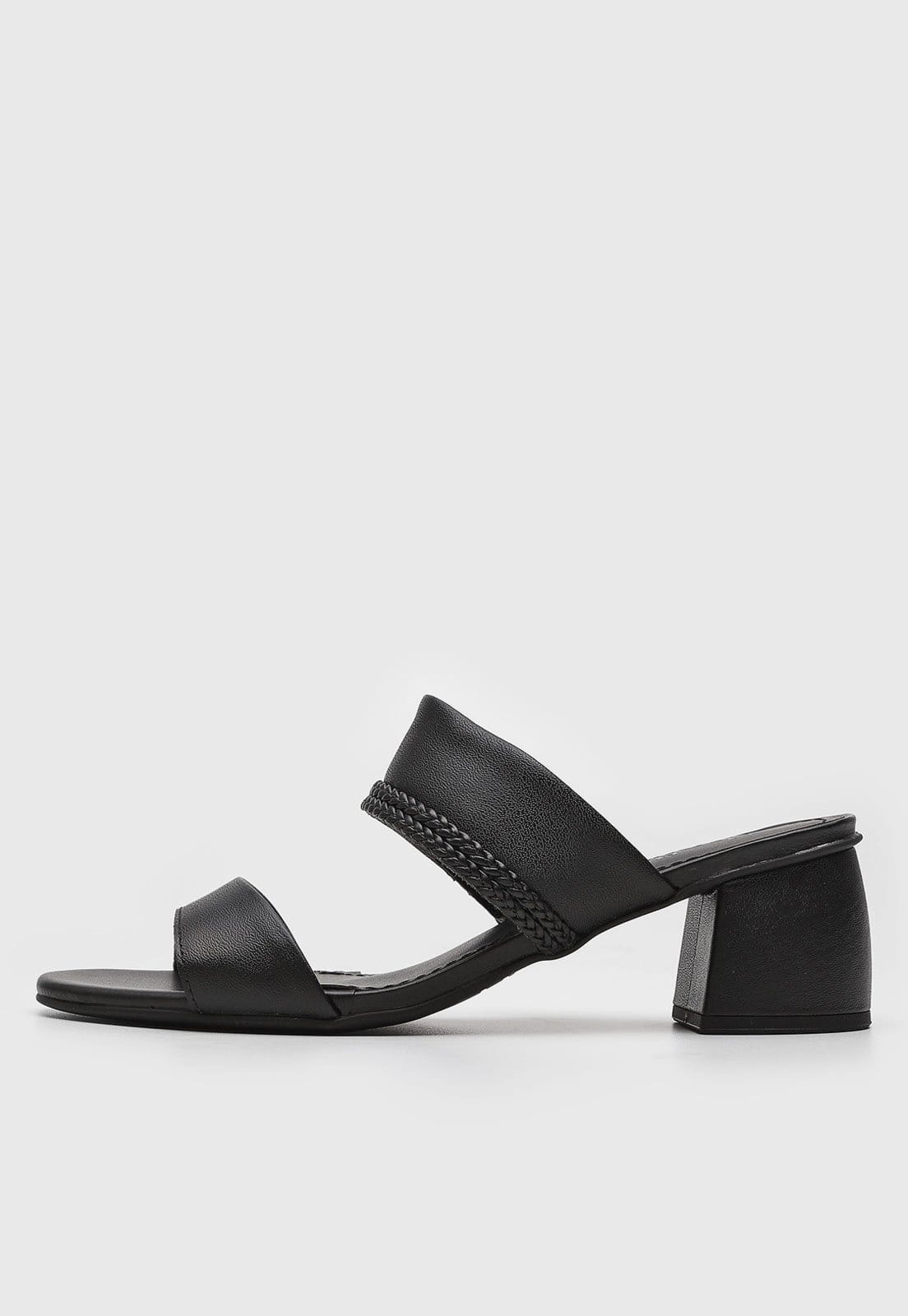 Vista principal Sandália Feminina Usaflex Salto Bloco Tramado Preta Usaflex preto
