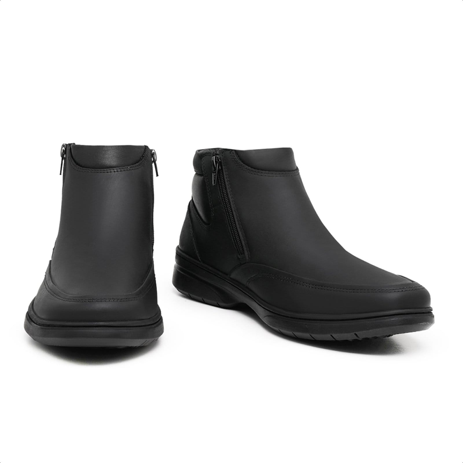 Vista 2 Bota Masculina Malbork em Couro com Zíper e Solado Antiderrapante L44728BP Malbork preto