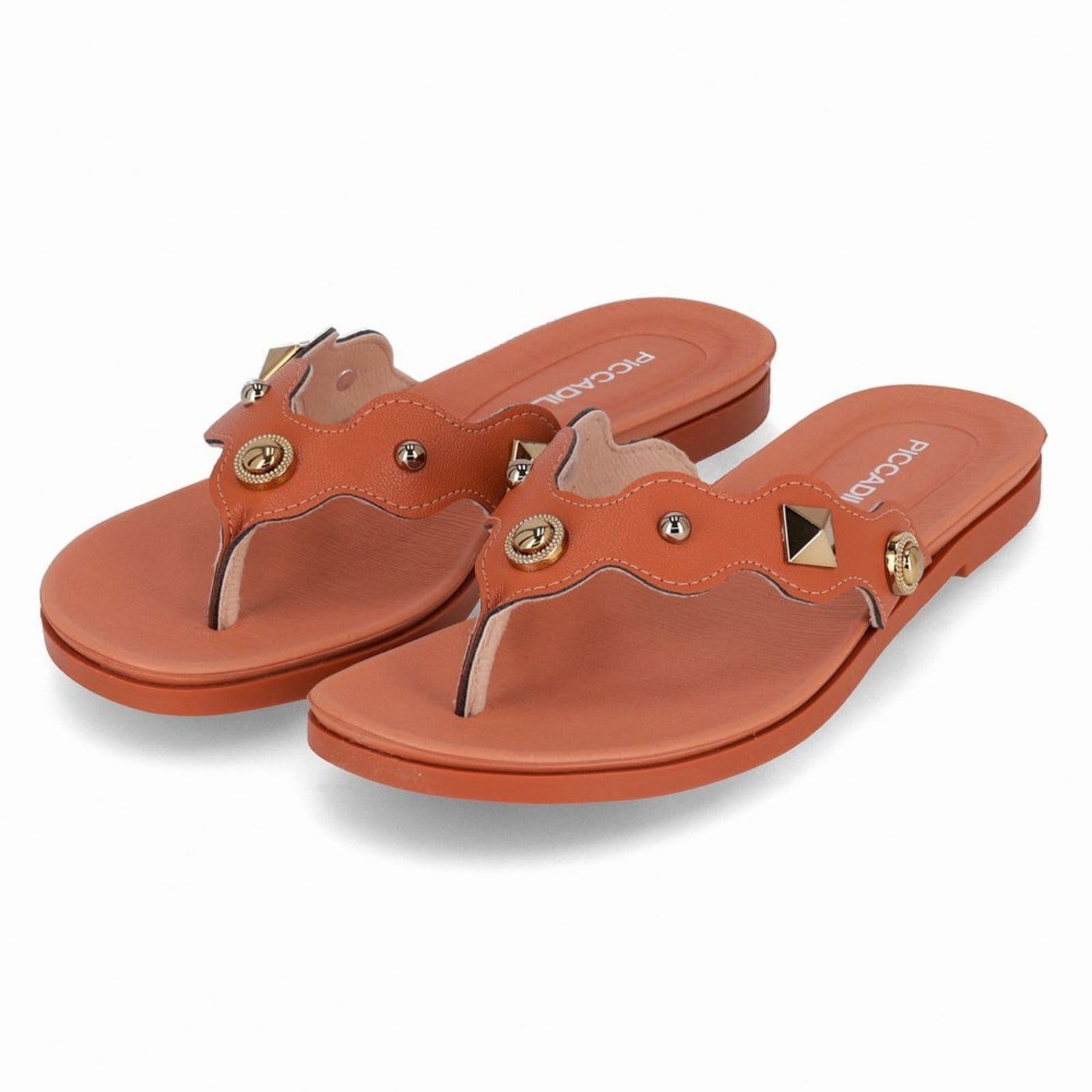 Vista 2 Rasteirinha Mari Ocre Piccadilly bege ocre