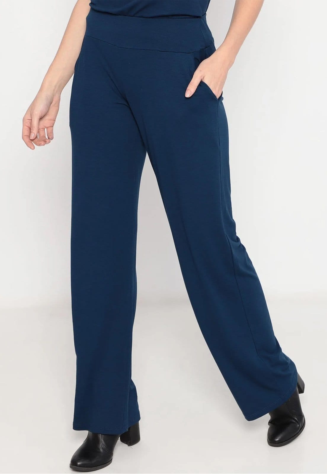 Vista principal Calça Maria Paes Pantalona Marinho Maria Paes azul marinho