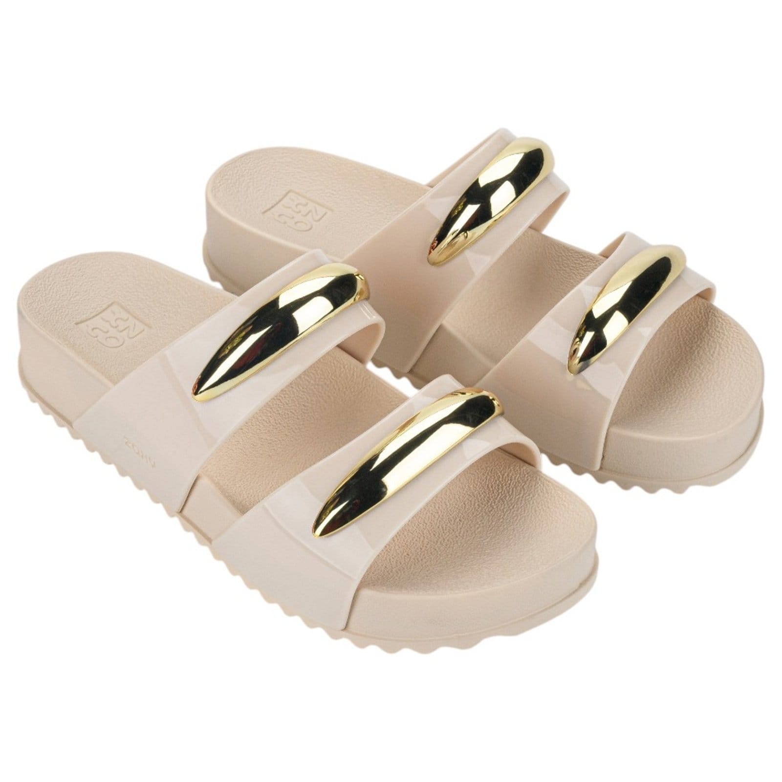 Vista 2 Tamanco Feminino Zaxy Metal 19272 Grendene off-white