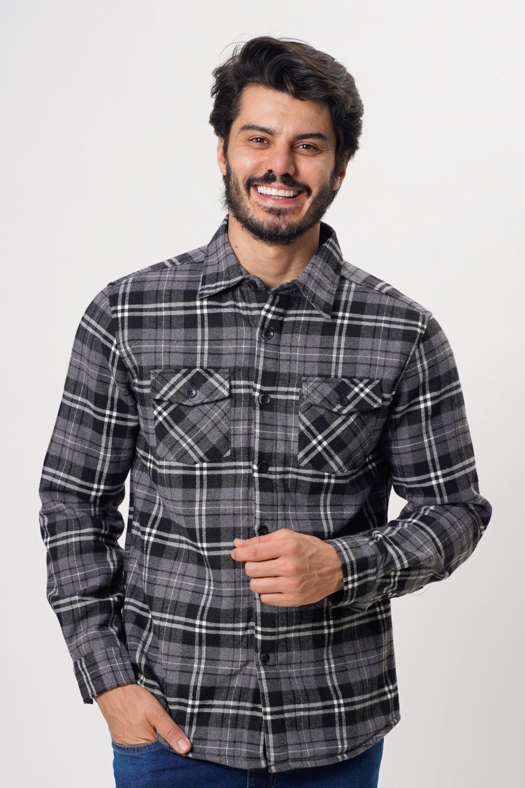 Vista 2 Jaqueta Masculina Sh Fashion De Flanela Forrada Cor Preta SH FASHION preto