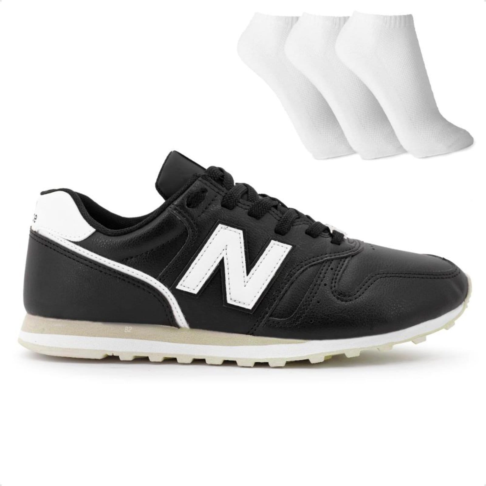 Vista principal Tênis New Balance 373v2 Masculino + 3 Pares de Meias New Balance preto