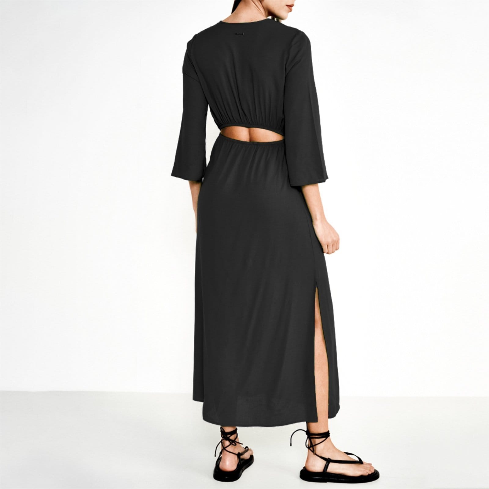 Vista 2 Vestido Midi Colcci Recorte Fenda Ou25 Feminino Colcci preto