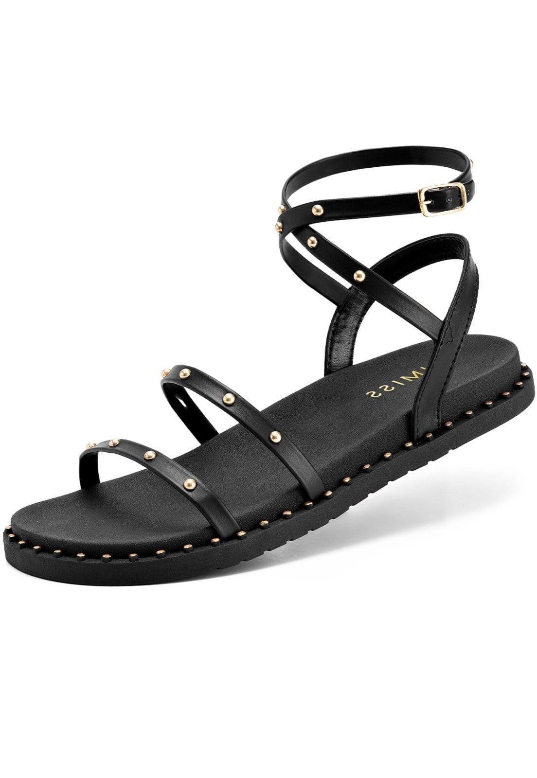 Papete Feminina Lumiss Sandália Rasteira Tachas Confortável Blogueira