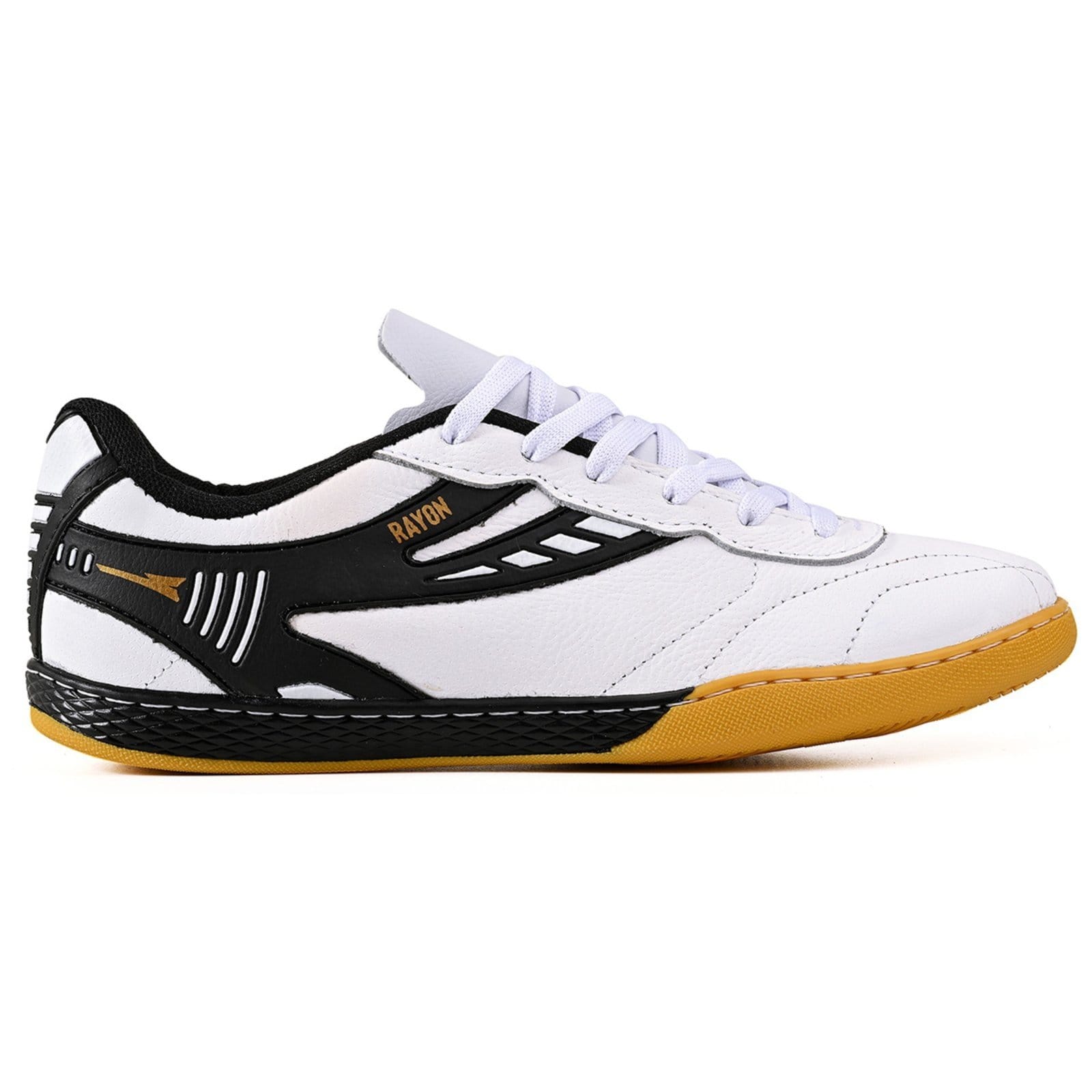 Vista 2 Chuteira Futsal Profissional Masculina em Couro Futebol de Salao Quadra + Meião CALCADOS LGHT LIGHT preto