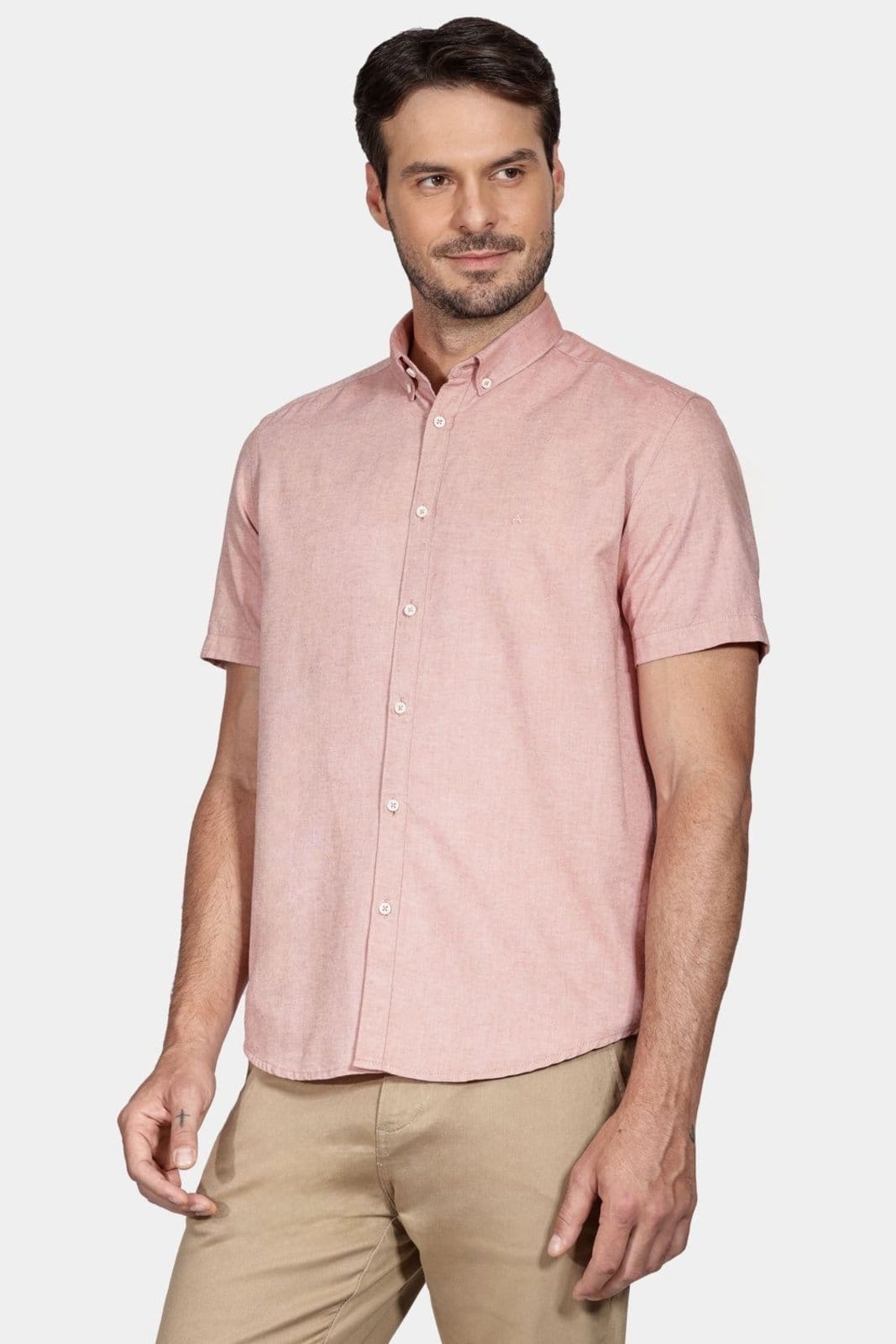 Vista principal Camisa Aramis Manga Curta Move Slim Button Down Oxford Telha Aramis incolor