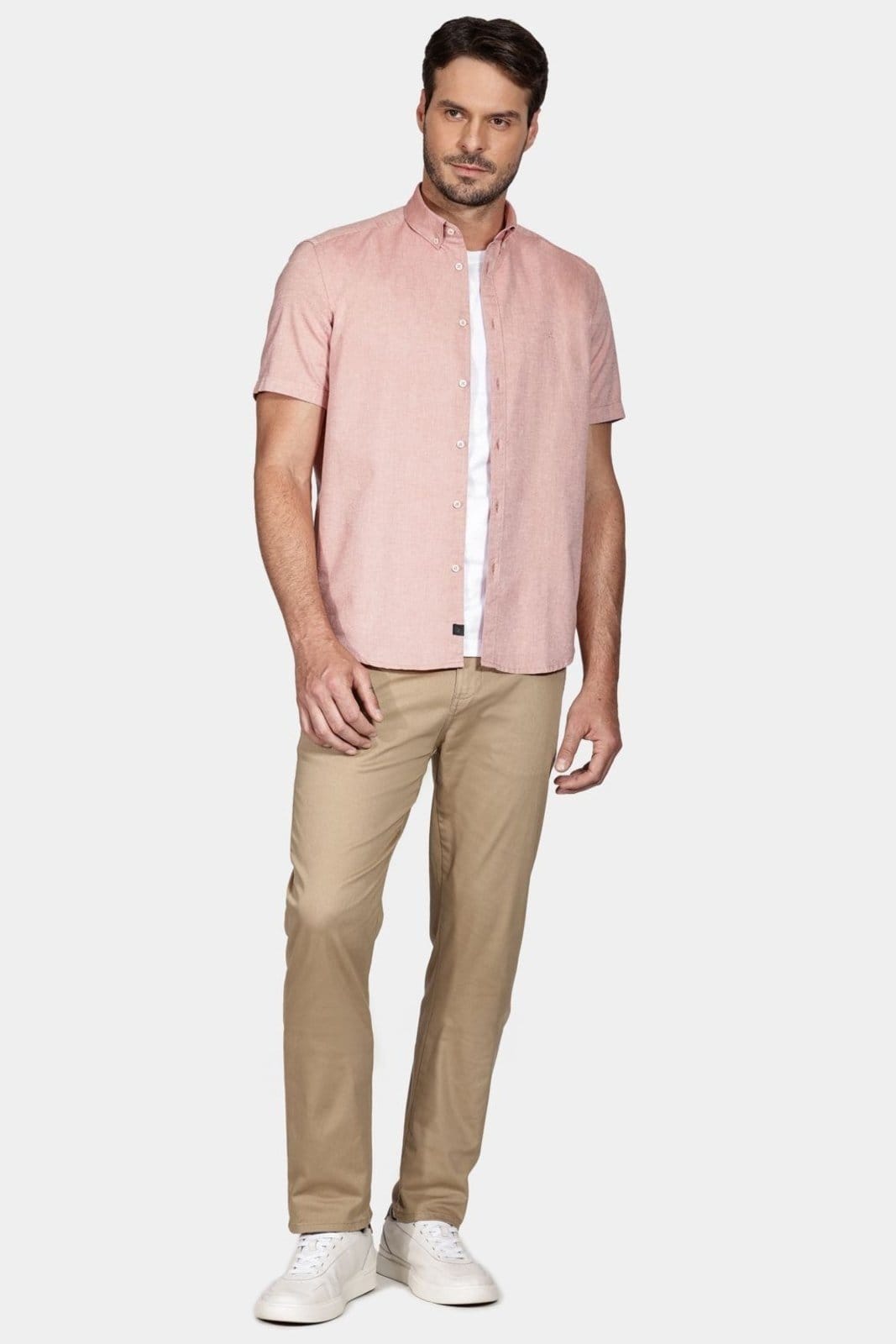 Vista 2 Camisa Aramis Manga Curta Move Slim Button Down Oxford Telha Aramis incolor